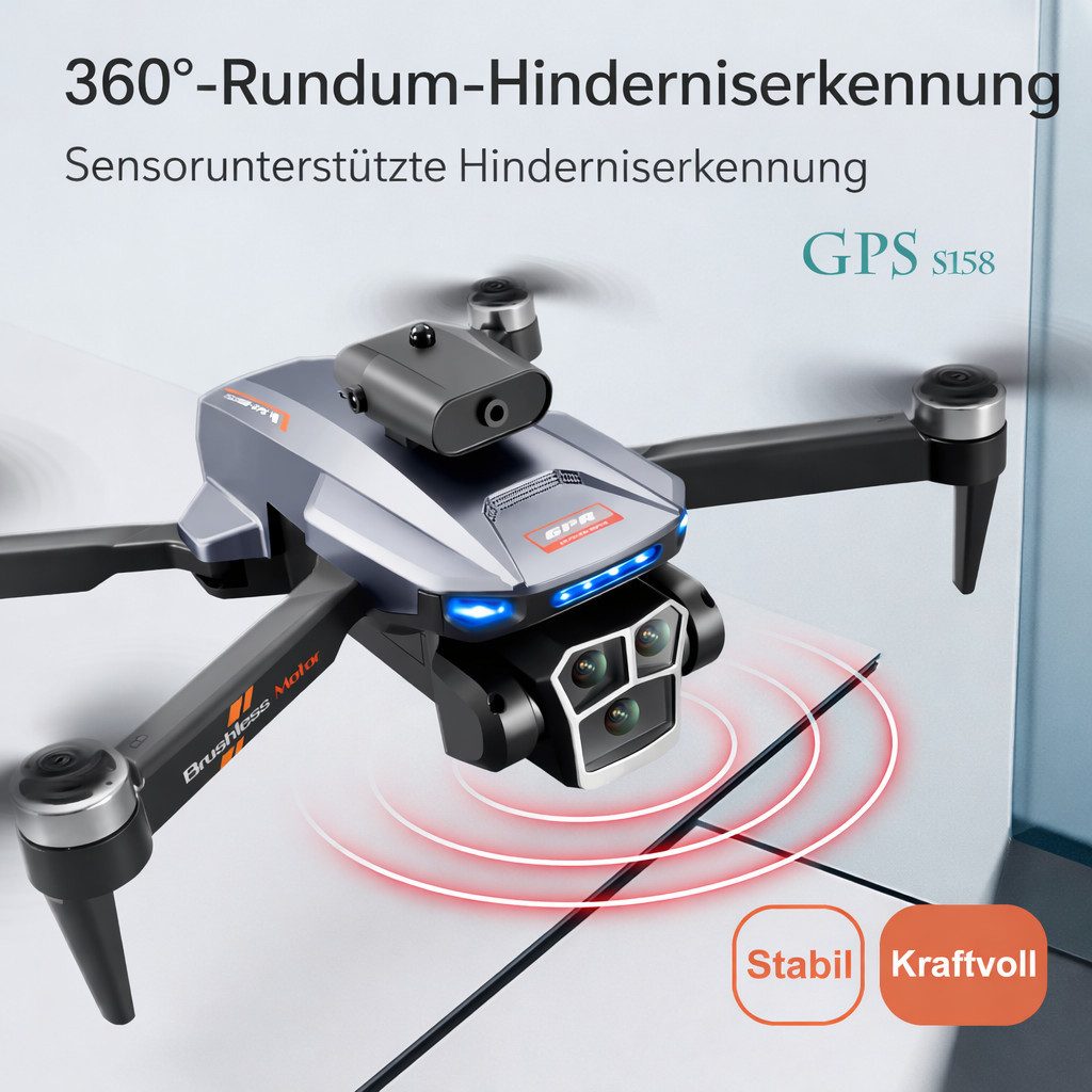 Goldstern-Tech RC-Quadrocopter S158 MAX (GPS-Drohne, Full-HD Videoübertragung), Bildschirm-Controller, Headless-Modus & Auto-Return