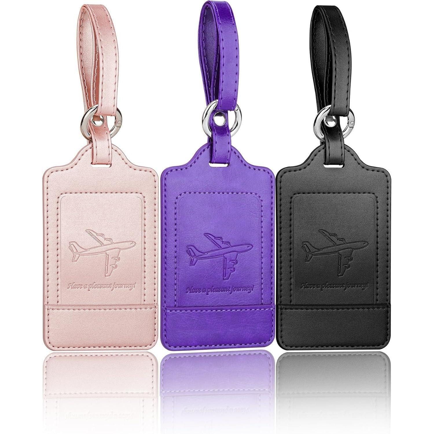 LuxusKollektion Gepäckanhänger 3er Set Kofferanhänger PU Leder Adressschild Schnelle Identifikation
