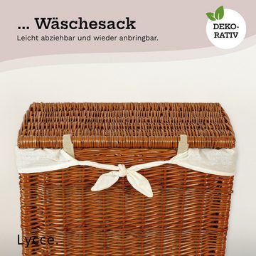 Lycce Wäschekorb Wäschekorb aus Weide geflochten mit Deckel Wäschesammler Wäschebox, Naturmaterial, ca. 60 Liter, in zwei Farben, für Nischen