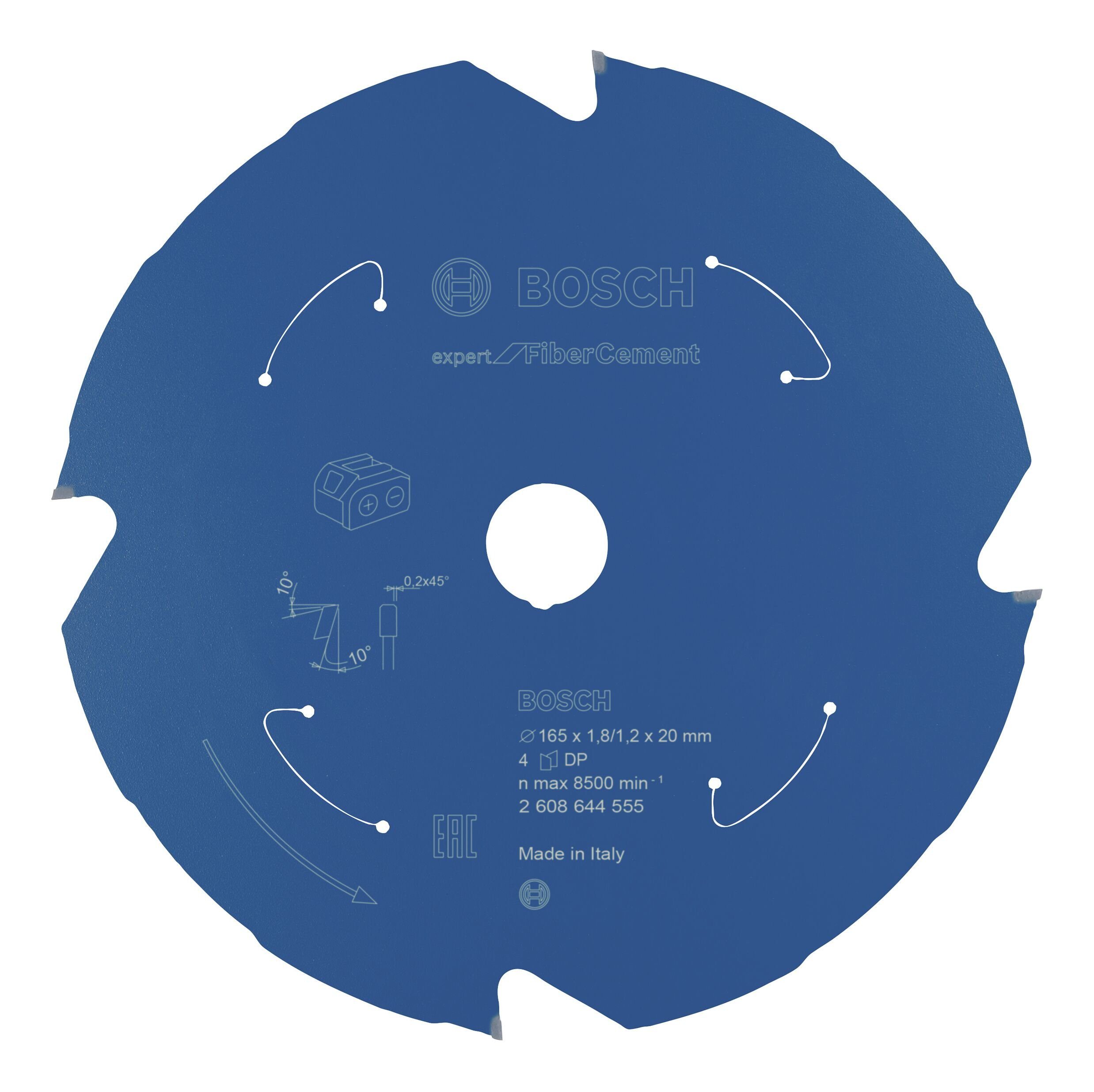 BOSCH Kreissägeblatt Expert, Akku for Fibre Cement, 165 x 1,8/1,2 x 20, 4 Zähne