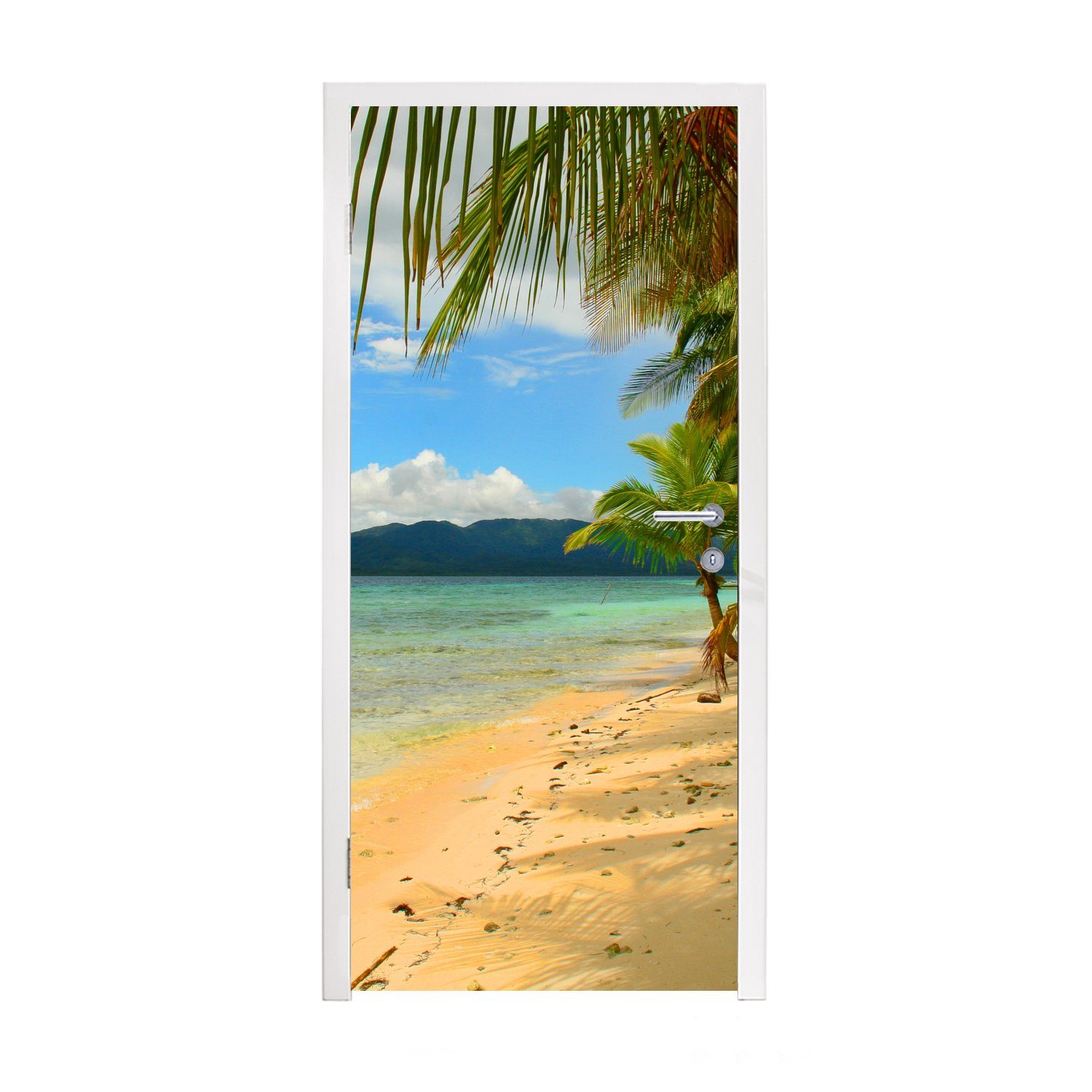 MuchoWow Türtapete Strand und Palmen auf den San-Blas-Inseln bei Panama, Matt, bedruckt, (1 St), Fototapete für Tür, Türaufkleber, 75x205 cm | Türtapeten