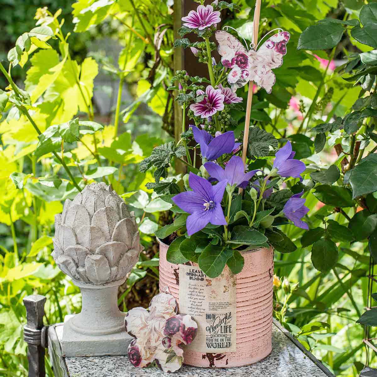 Viana Übertopf Shabby Chic Dekodose für Blumen und Kräuter aus Metall