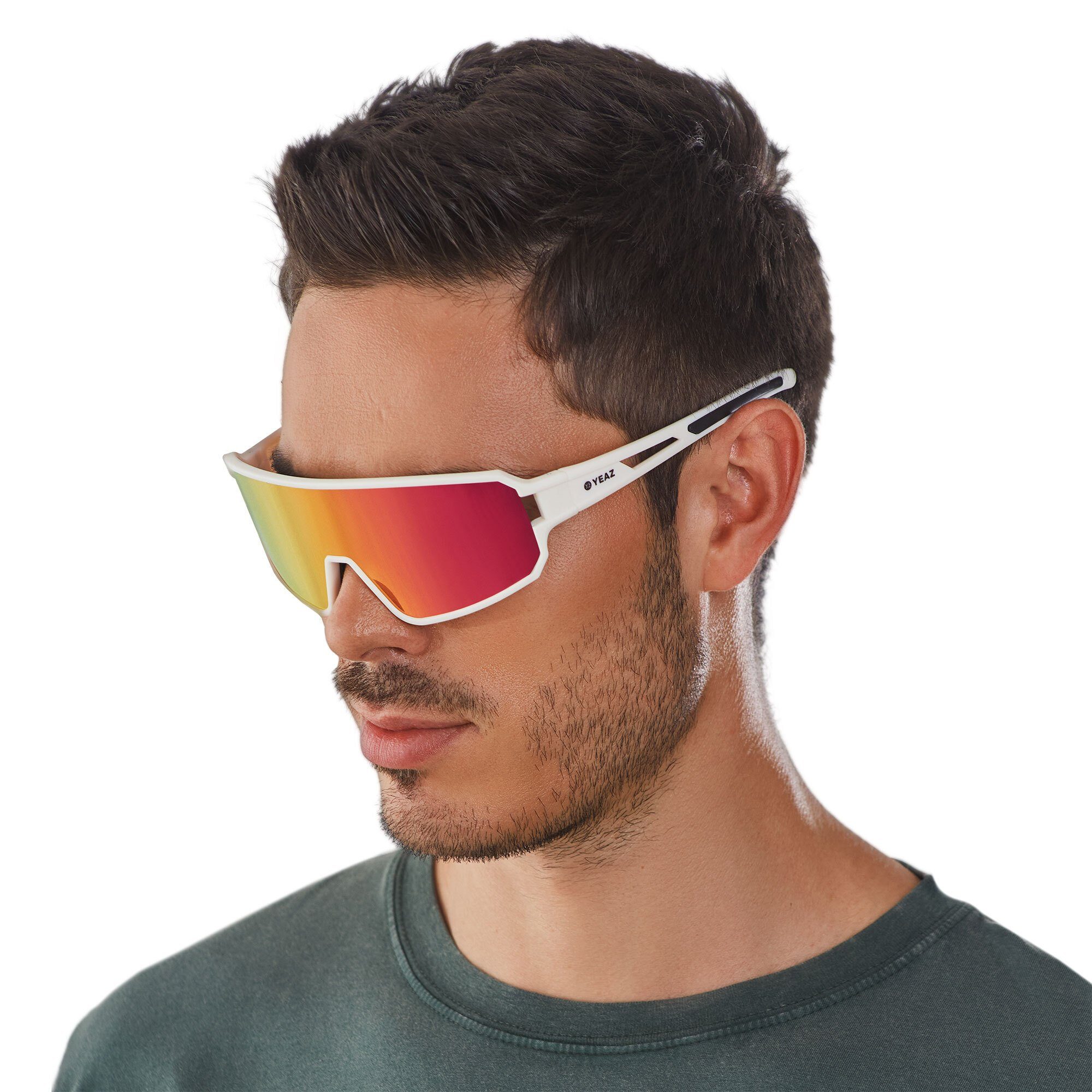 YEAZ Sportbrille SUNWAVE sport-sonnenbrille creme white/pink, Guter Schutz bei optimierter Sicht