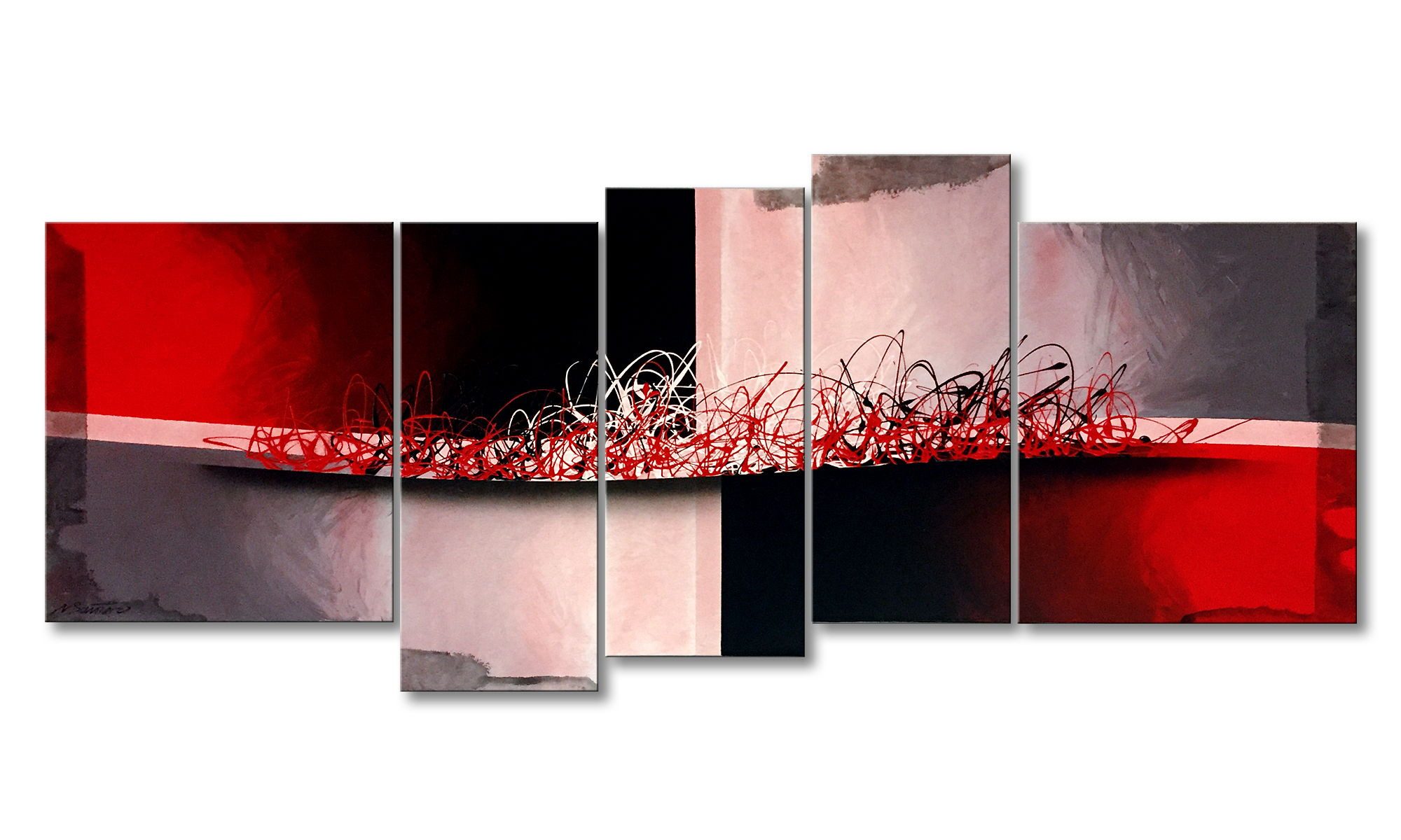 WandbilderXXL Gemälde Split 190 x 80 cm, Abstraktes Gemälde, handgemaltes Unikat