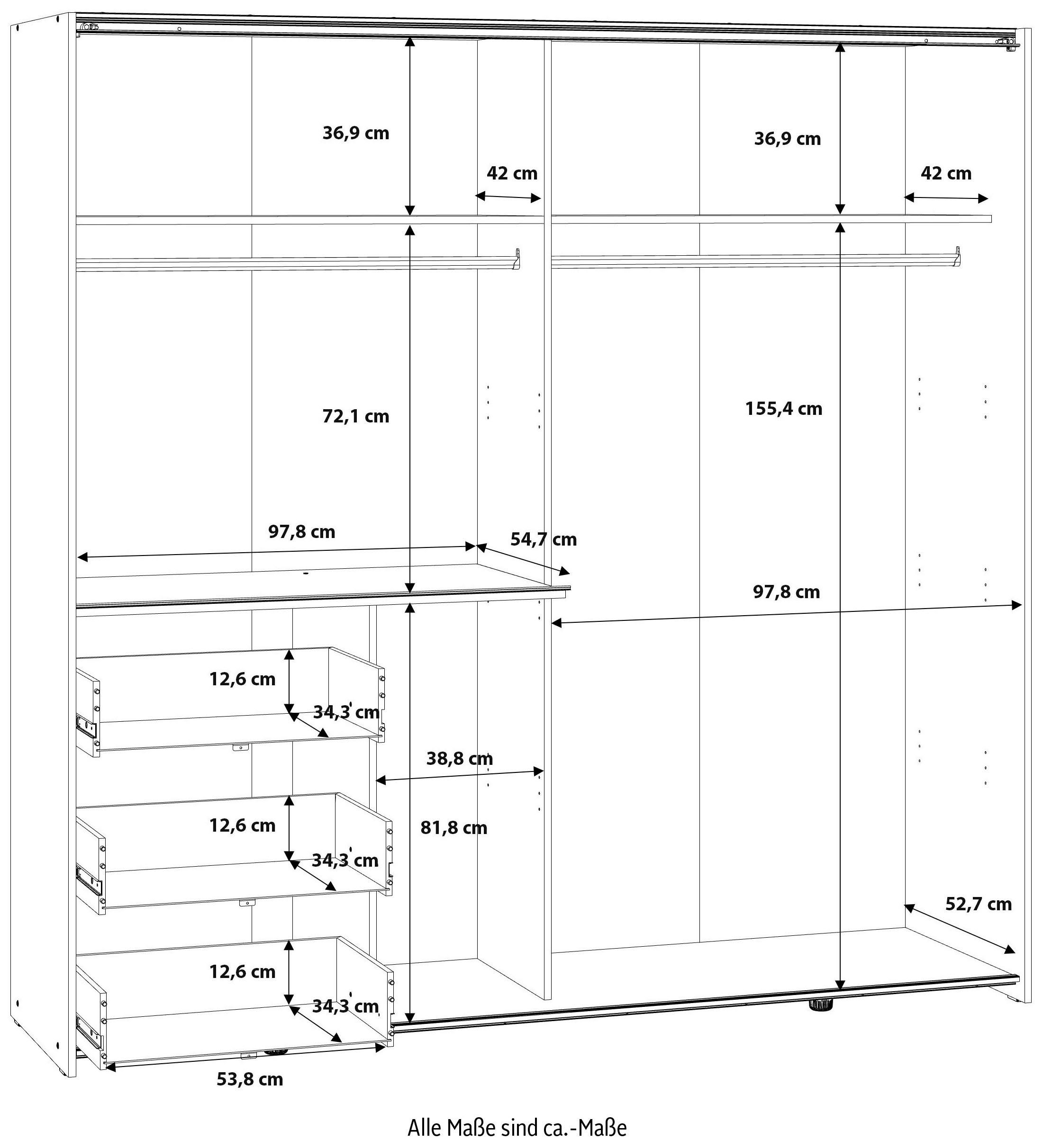 FORTE Schwebetürenschrank Winn Flagstaff Eiche Grau light/Wolfram