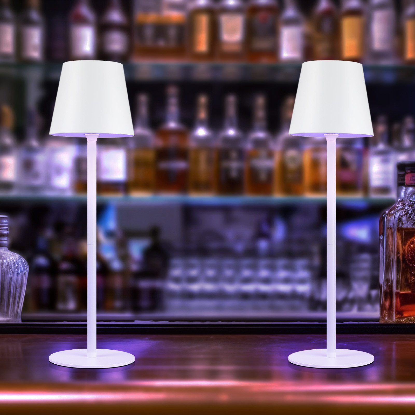ZMH Tischleuchte USB Kabellos Dimmbar RGB Whonzimmer Bettlampe für Schreibtisch, Geeigenet für Außenbereiche, LED fest integriert, RGB, LED 3 Farben + 6 RGB Farben ‎Farbwechsel, Metall Aufladbar