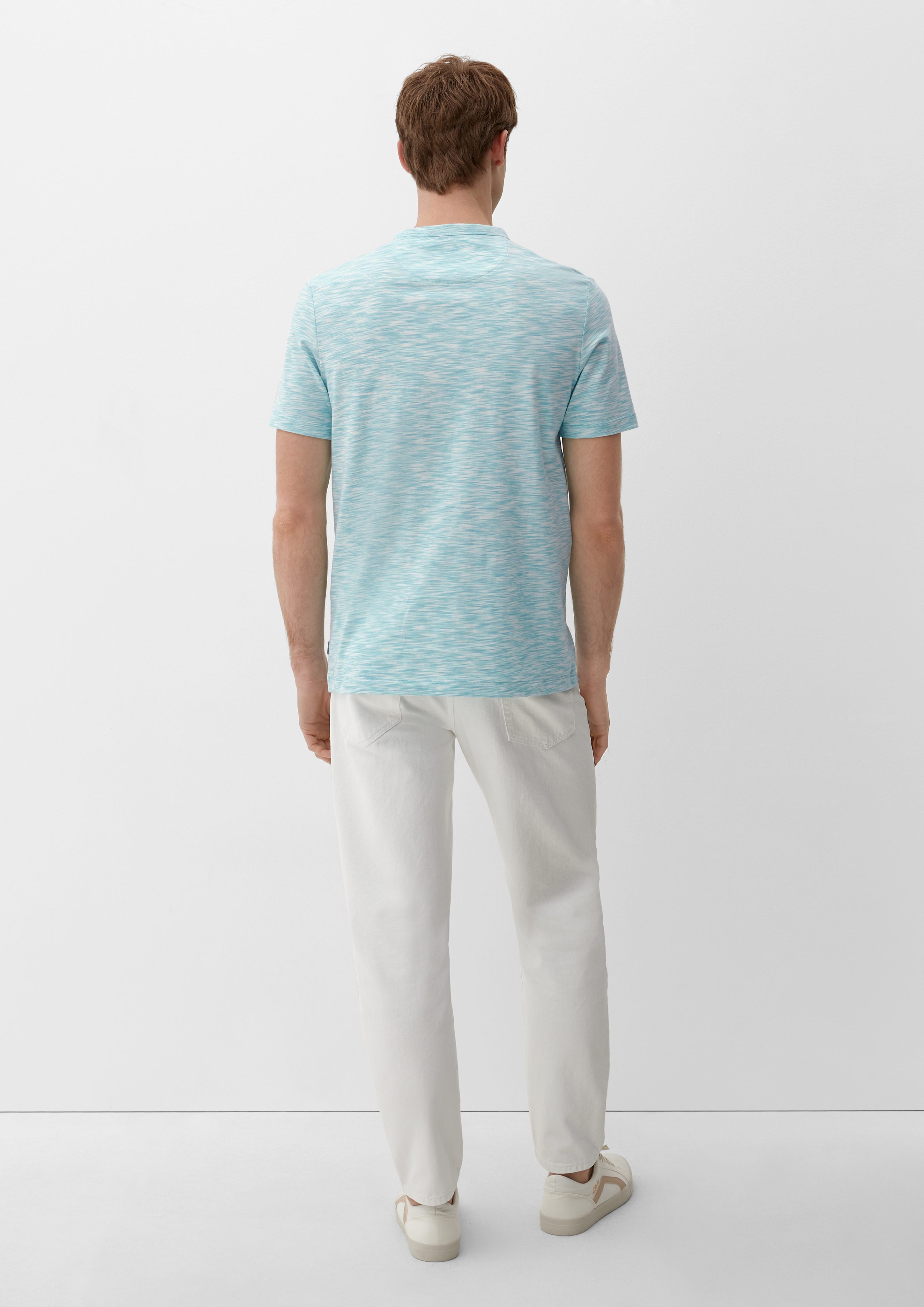 s.Oliver mit Tür T-Shirt Henleyausschnitt Dye, Kurzarmshirt Blende Garment