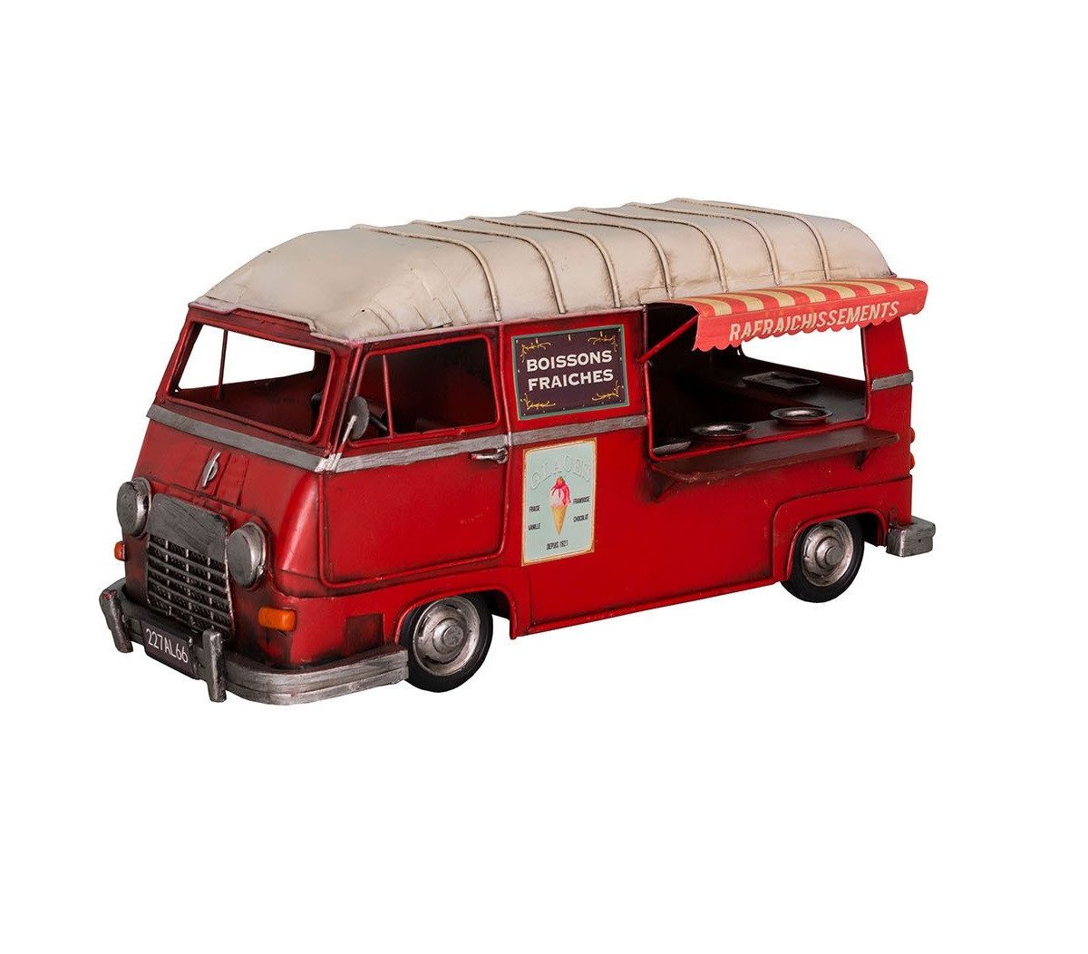 AnticLine Modellauto Antic Line Nostalgie Eiswagen Auto Bus Rot Metall SEB17423