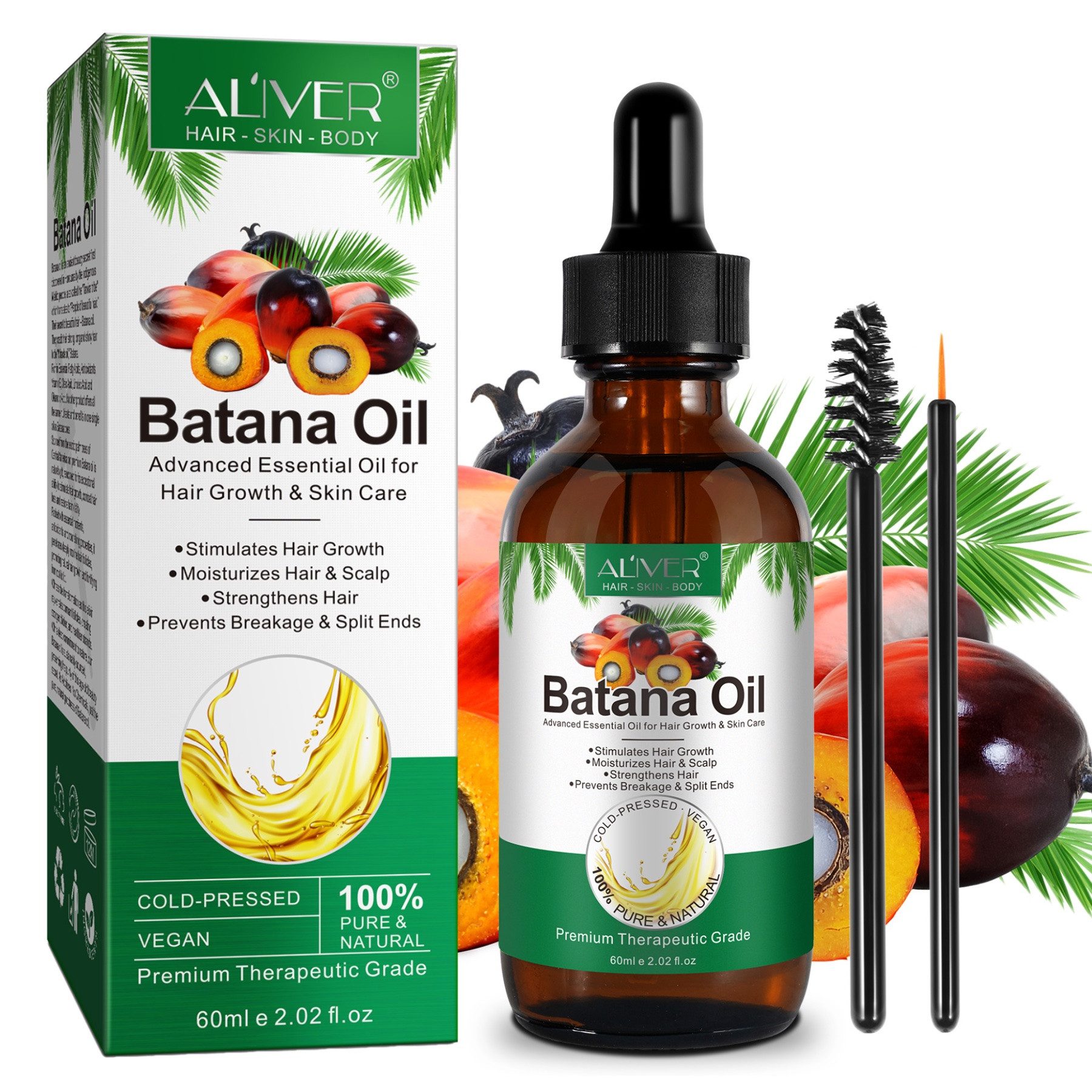 ALIVER Haarpflege-Set Set Batana Haar Shampoo Conditioner Öl Haaröl Haarwachstum Vegan, Haarpflege, Haarwachstum,Kopfhautpflege