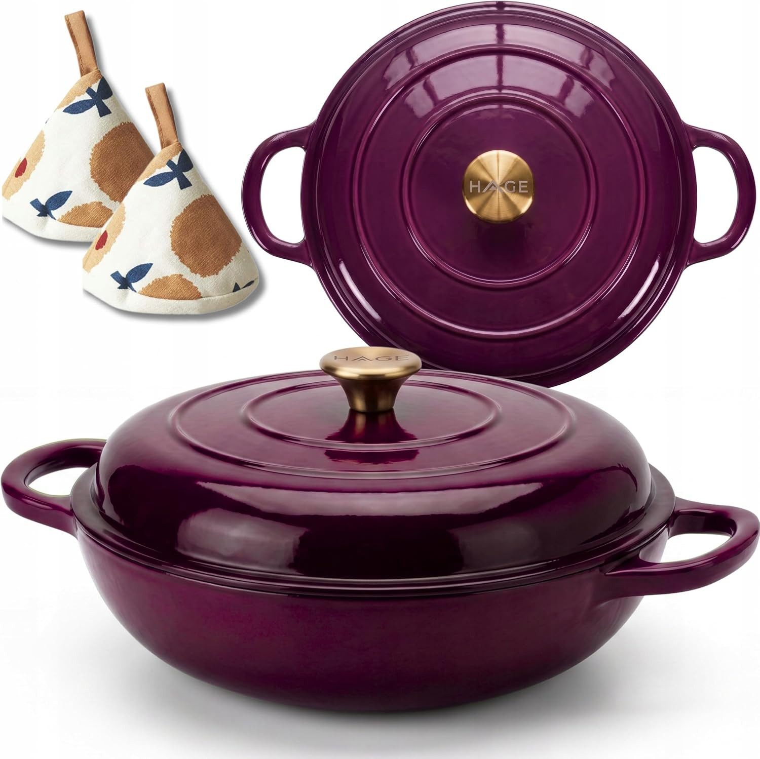 Torvon Schmortopf Gusseisen emailliert 30 cm 3 L mit Deckel