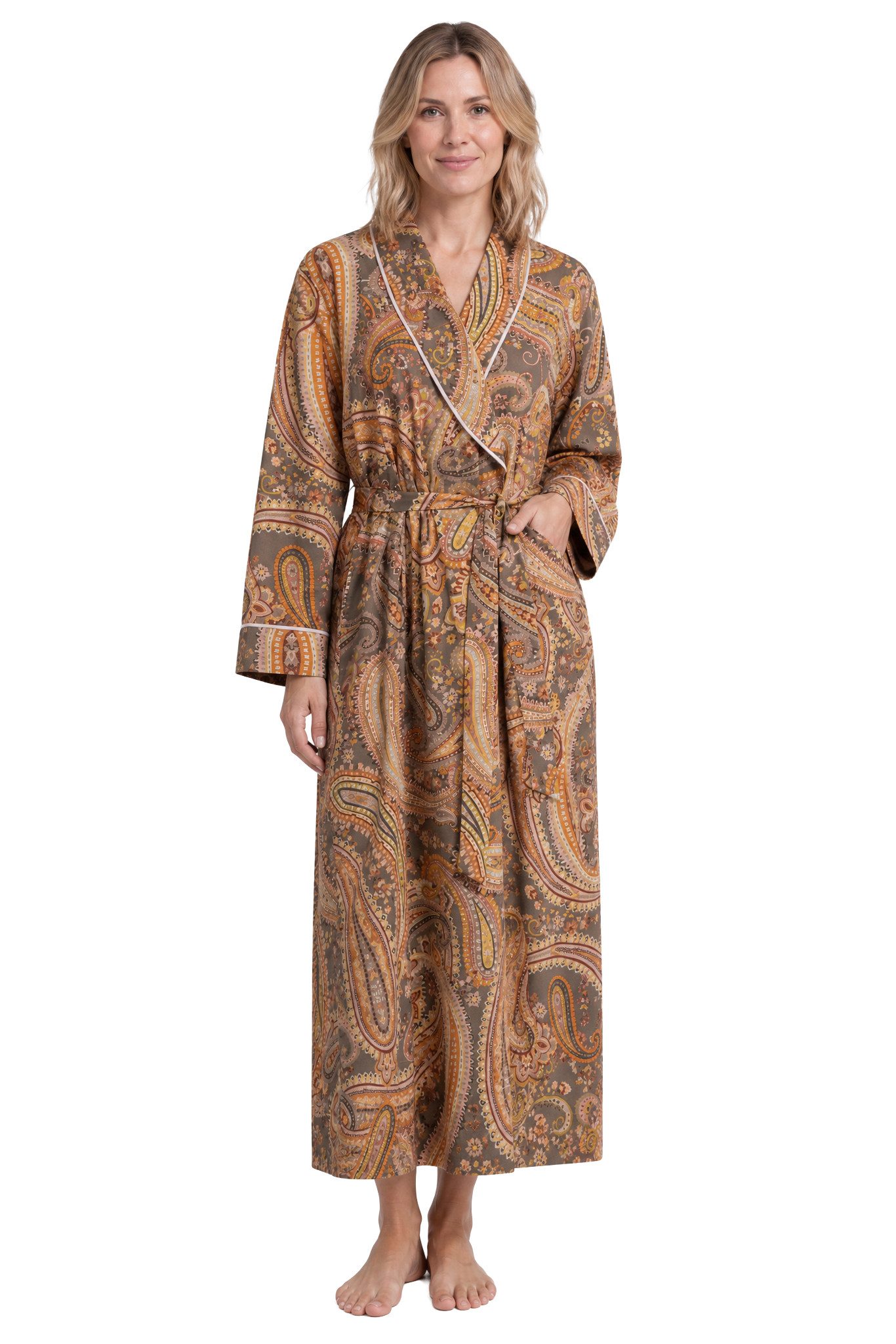 Rösch Morgenmantel 1263525, maxi, 100% Baumwolle / Futter: 75% Baumwolle, 25% Polyester