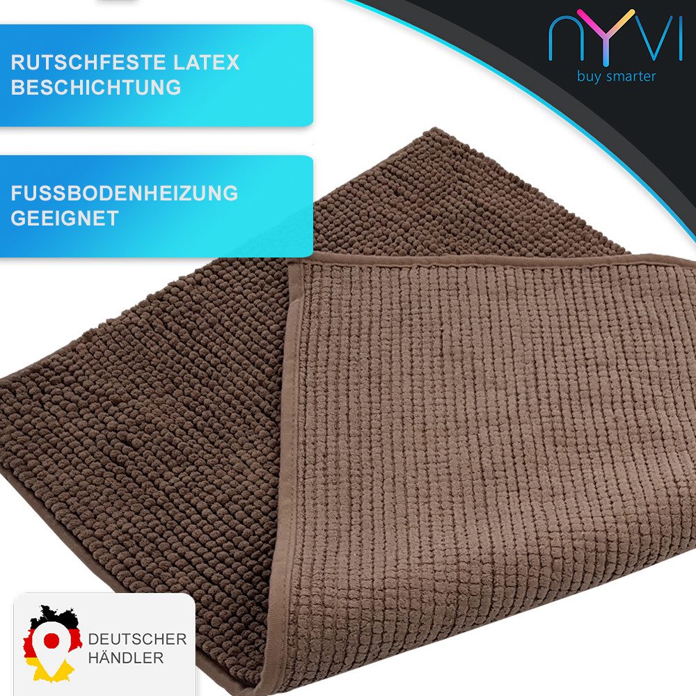 NYVI Badematte WC Vorleger NYVISpa Chenille Badvorleger, Höhe 20 mm, Polyester, Rutschfest, Saugfähig, Schnell Trocknend, Fußbodenheizung geeignet – Bild 3 von 5