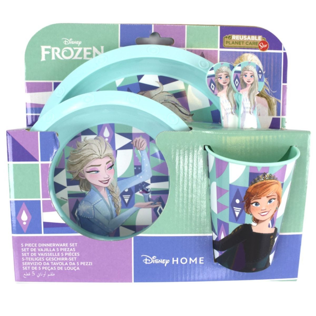 Stor Kindergeschirr-Set Kindergeschirr Set (5 tlg) Schüssel, Teller, Besteck & Becher (5-tlg), 1 Personen, BPA-freies, lebensmittelechtes Material, für Mikrowellen geeignet