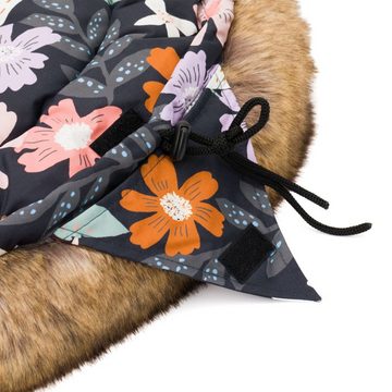 Fillikid Fußsack Lhotse - Blumen, Winterfußsack mit Fellkragen für Babyschale / Maxi Cosi & Babywanne