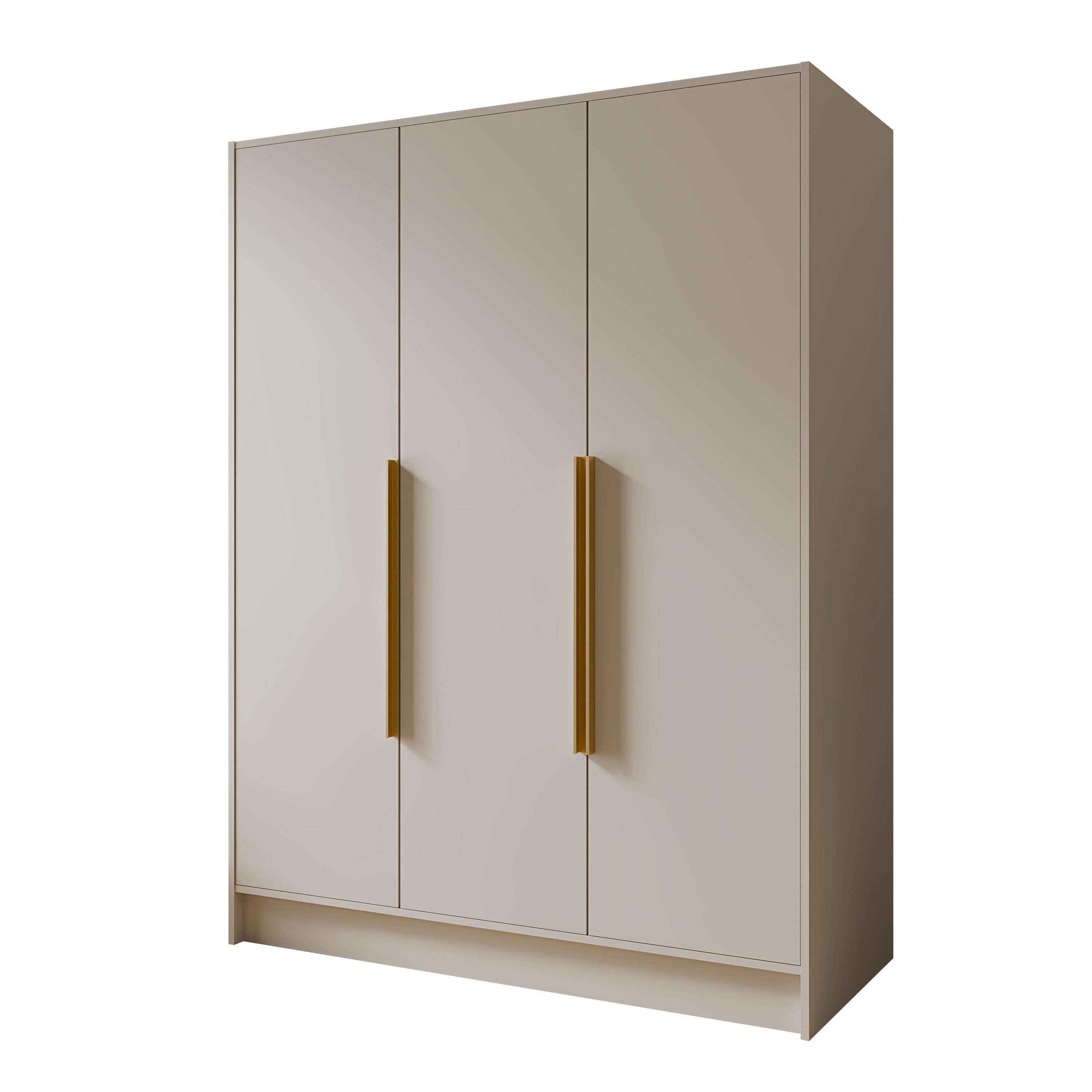Masseno Drehtürenschrank BERON 150 cm Kleiderschrank 3 Türen Schlafzimmerschrank Kaschmir