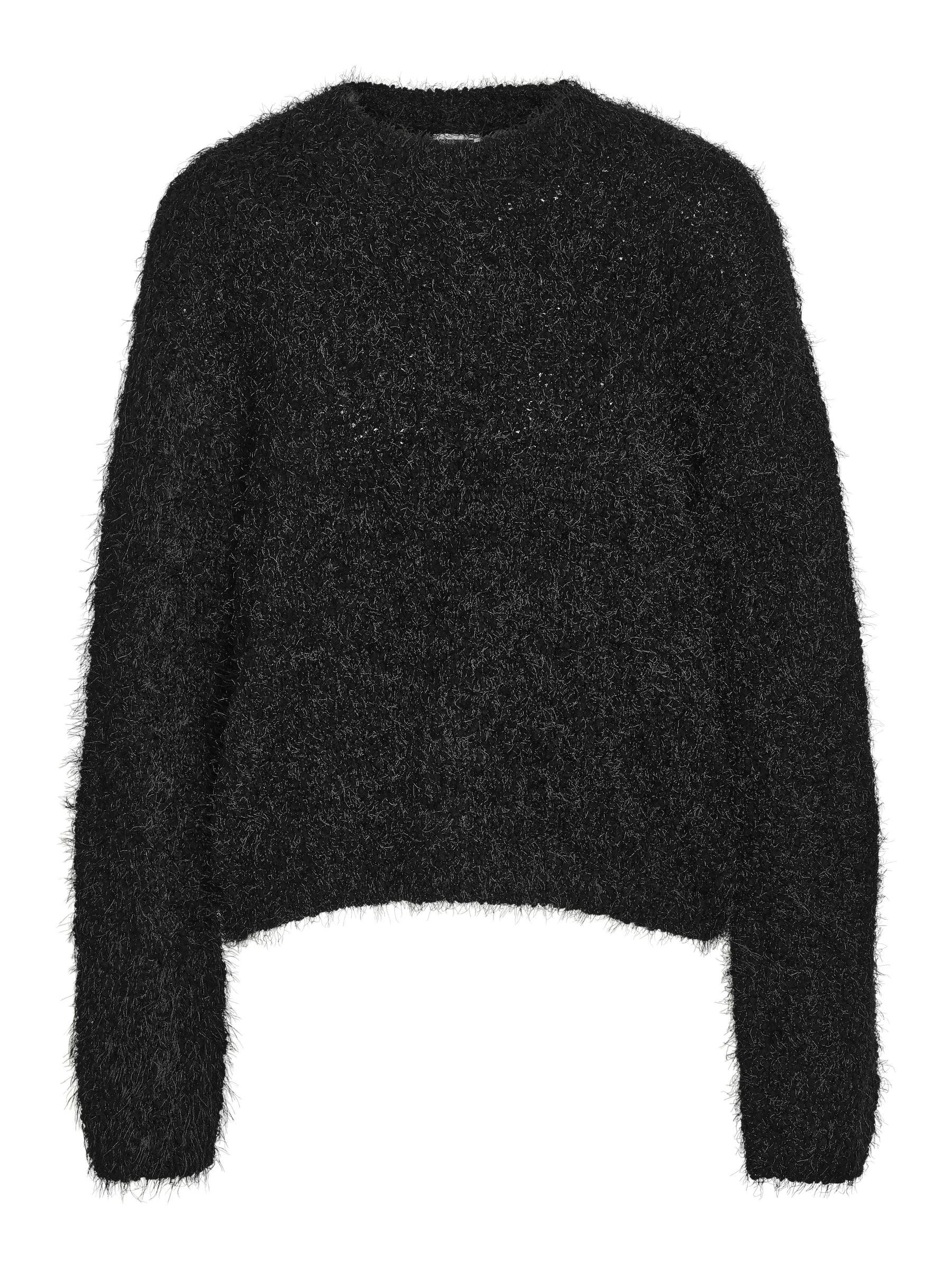 Noisy may Strickpullover Strickpullover Relaxed Fit flauschiger für Damen Normal Fit Rundhals gestreift wärmend Ohne Verschluss