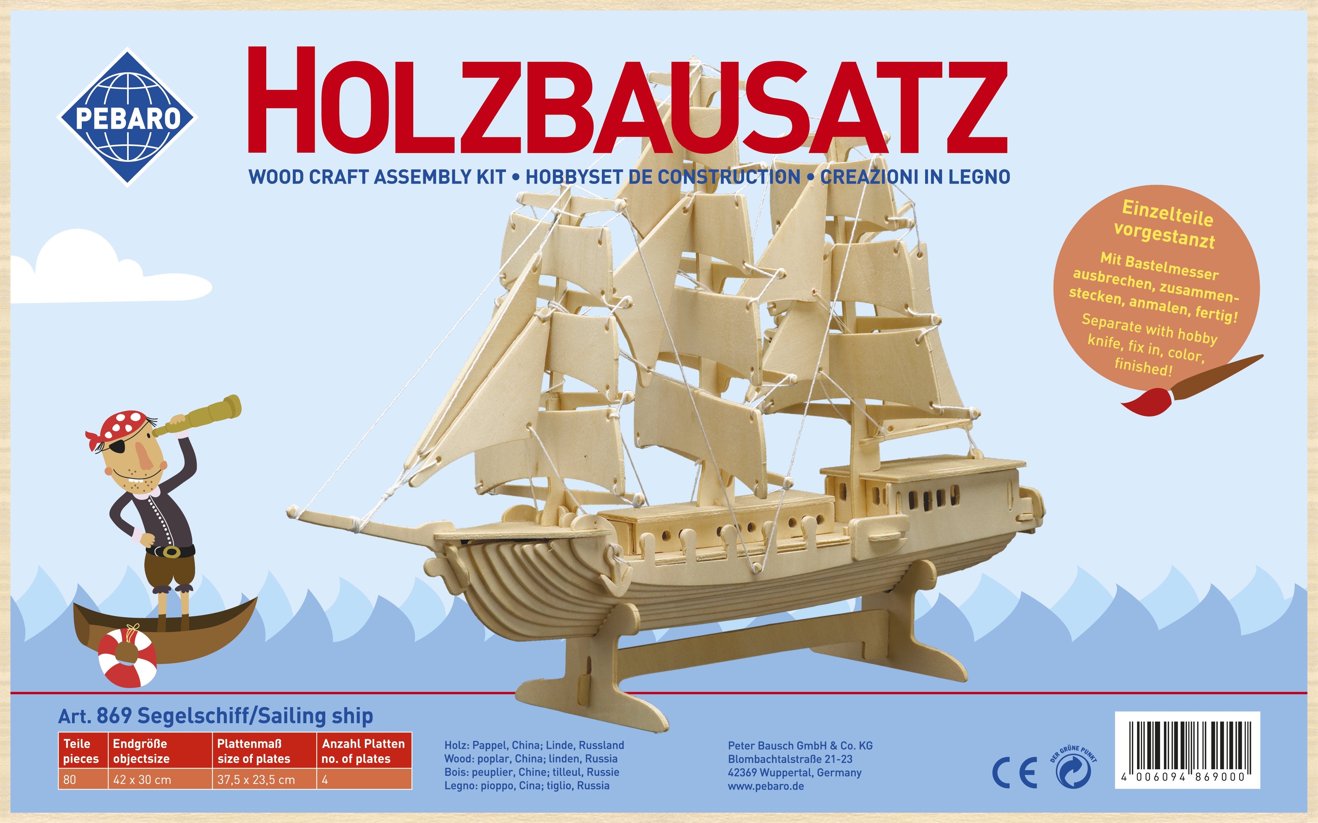 Pebaro 3D-Puzzle Holzbausatz Segelschiff, 869, 80 günstig online kaufen