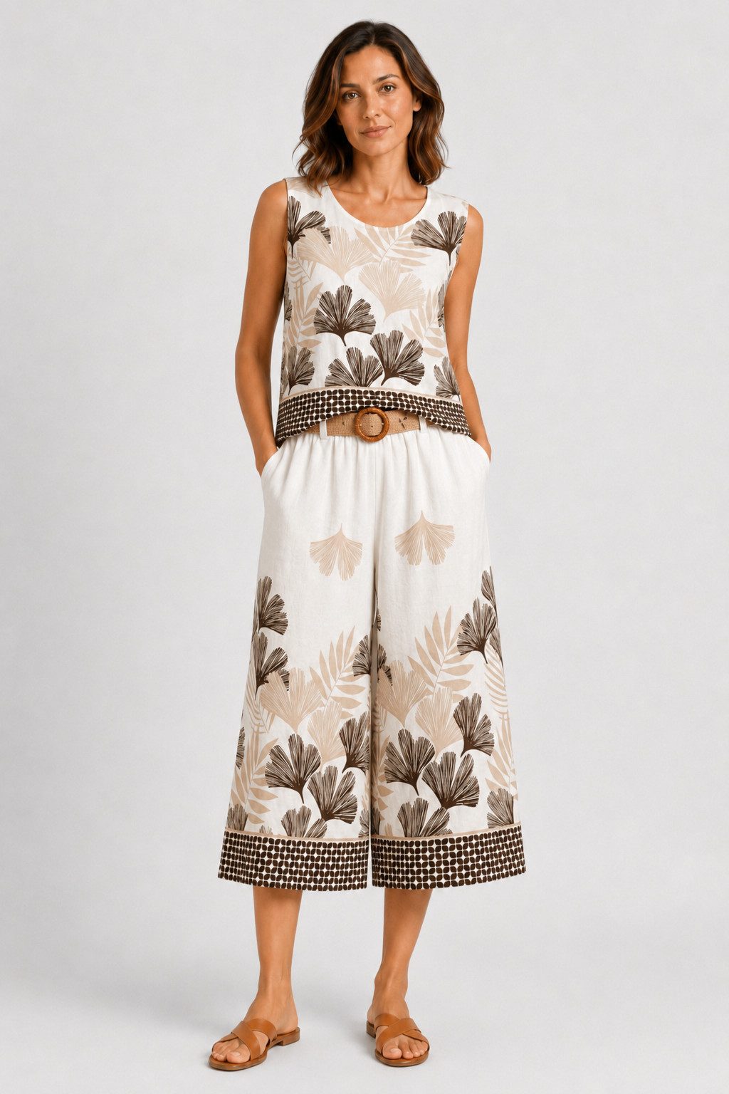 ITALY VIBES Hosenanzug - Zweiteiler für Damen - Set aus Culotte Hose und passendem Shirt ONE SIZE / passend für Größen M bis XL
