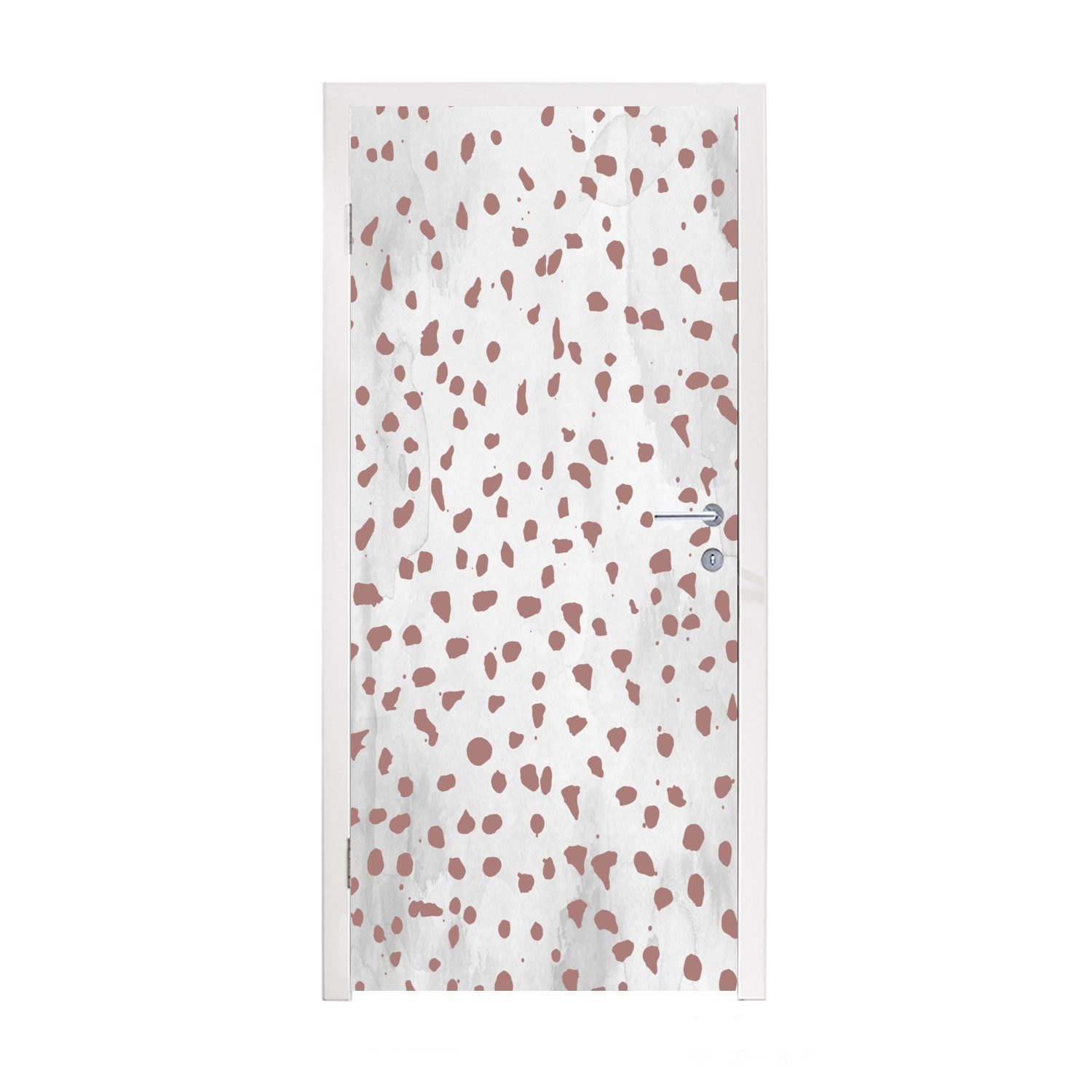 MuchoWow Türtapete Polka dots - Braun - Weiß, Matt, bedruckt, (1 St), Fototapete für Tür, Türaufkleber, 75x205 cm