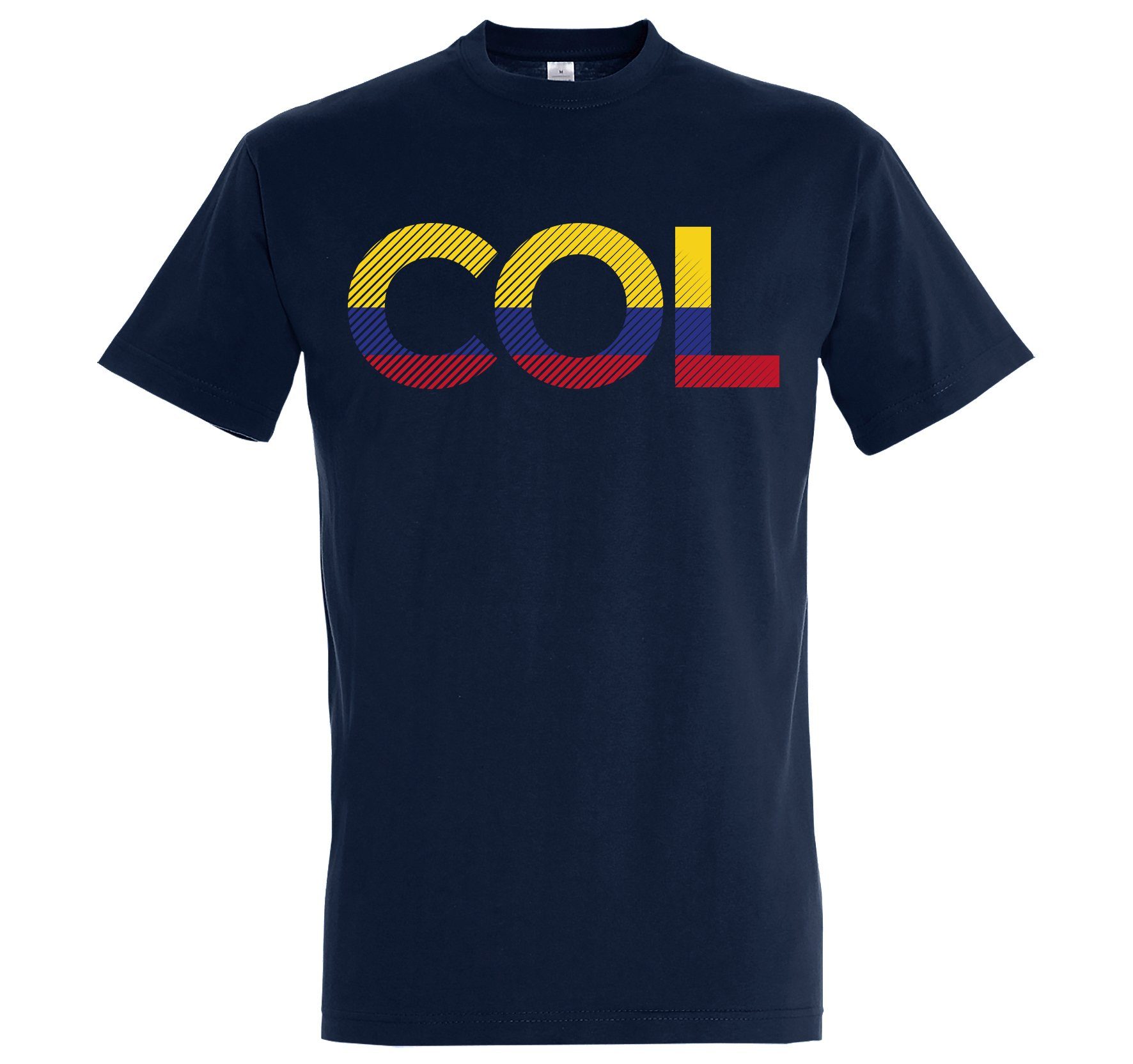 Youth Designz T-Shirt Kolumbien Herren T-Shirt im Fußball Look mit COL Frontprint Navy