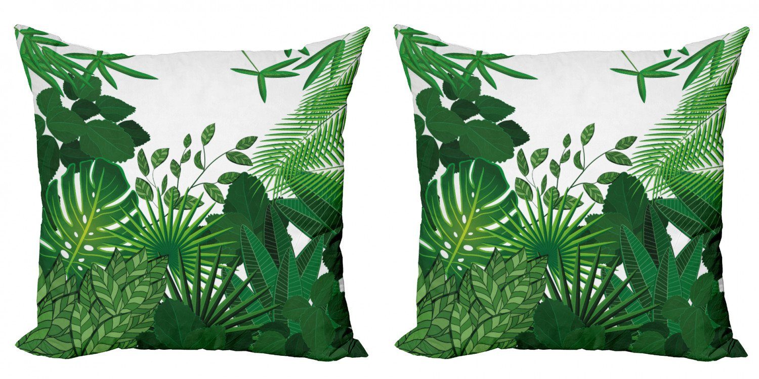 Kissenbezüge Modern Accent Doppelseitiger Digitaldruck, Abakuhaus (2 Stück), Jungle Leaves Wachsende Greenery Wilde