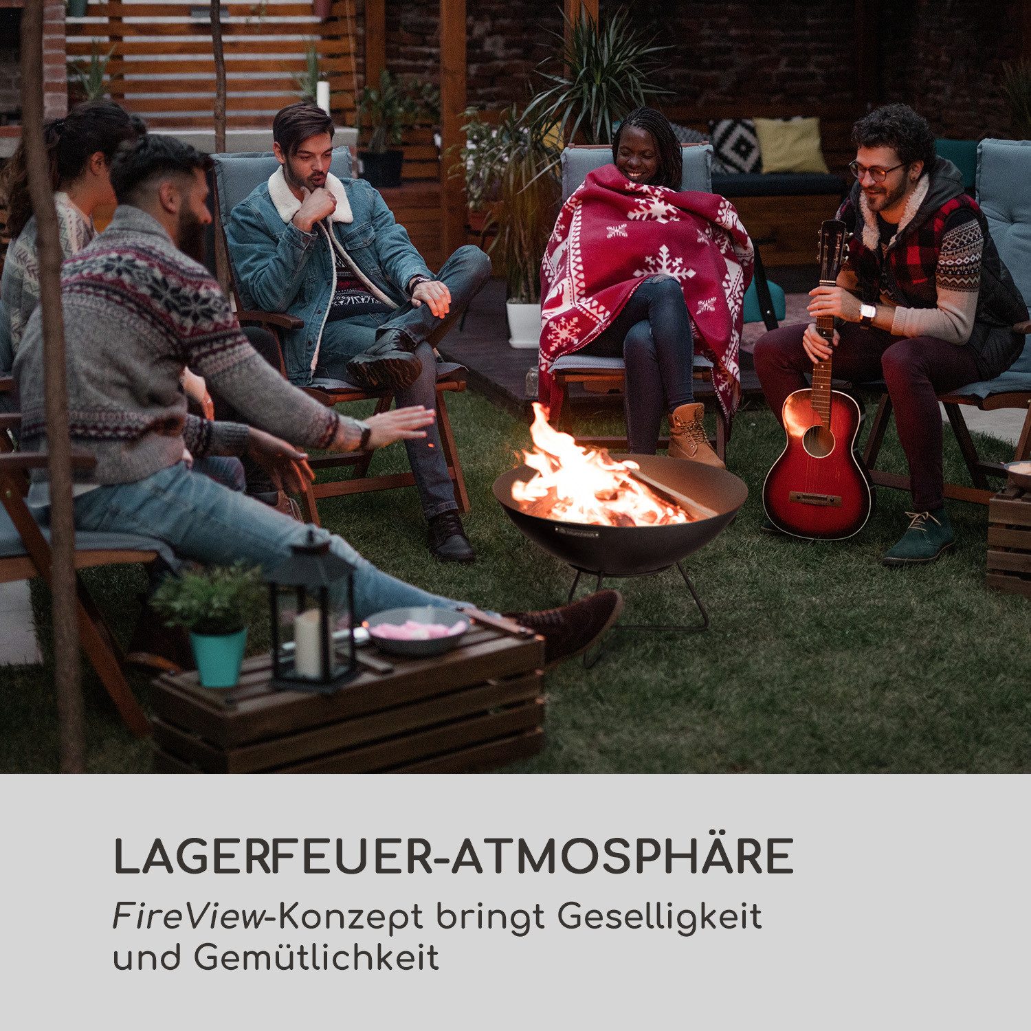 blumfeldt Feuerschale Orbit, (Set), Feuerschale Garten Grill Funkenschutz Feuerkorb Feuerstelle Outdoor