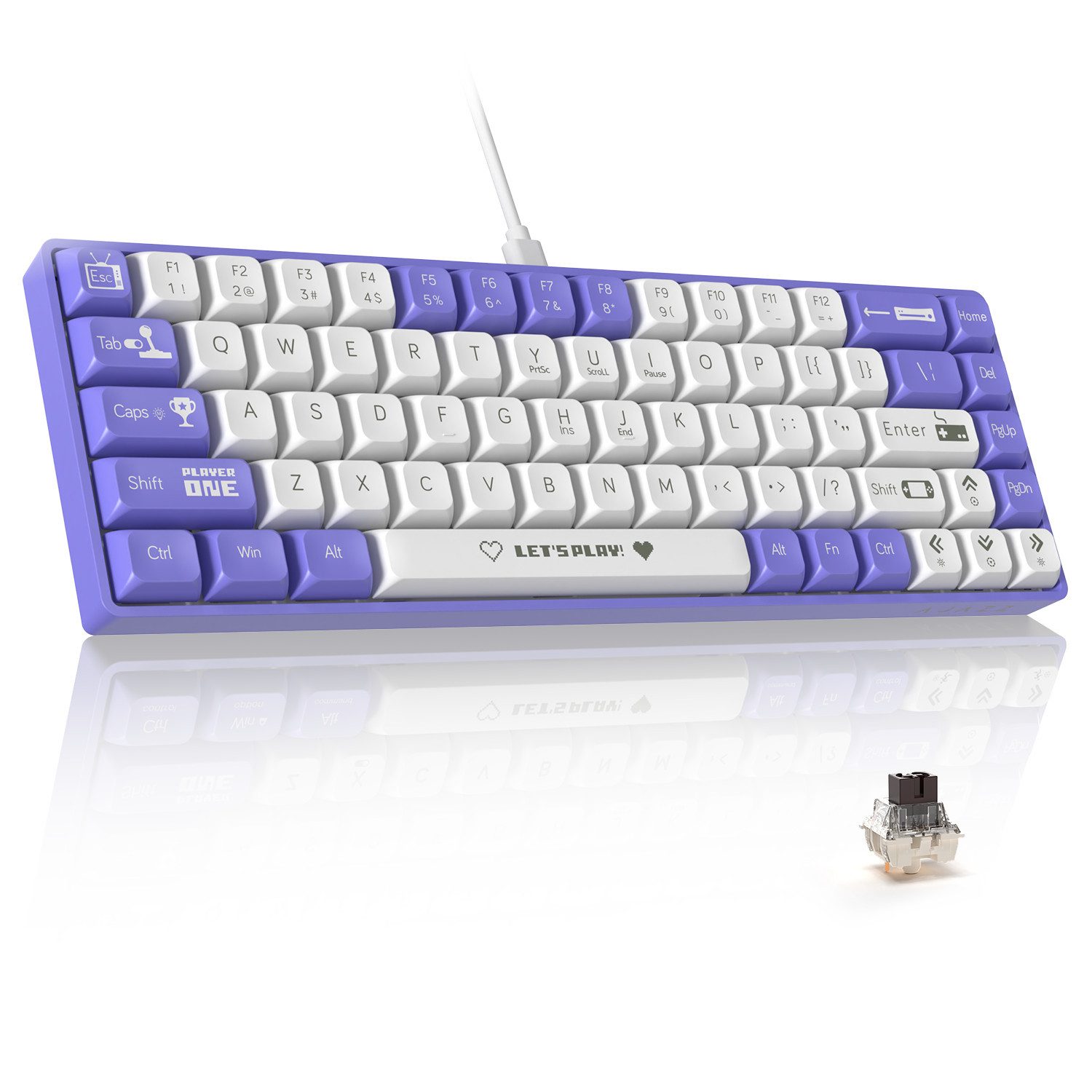 AJAZZ AK680 65% kabelgebundene Hotswap-Mechanische Gaming-Tastatur Gaming-Tastatur (68 Tasten tragbar Anti-Ghosting, Regenbogenbeleuchtung programmierbar)