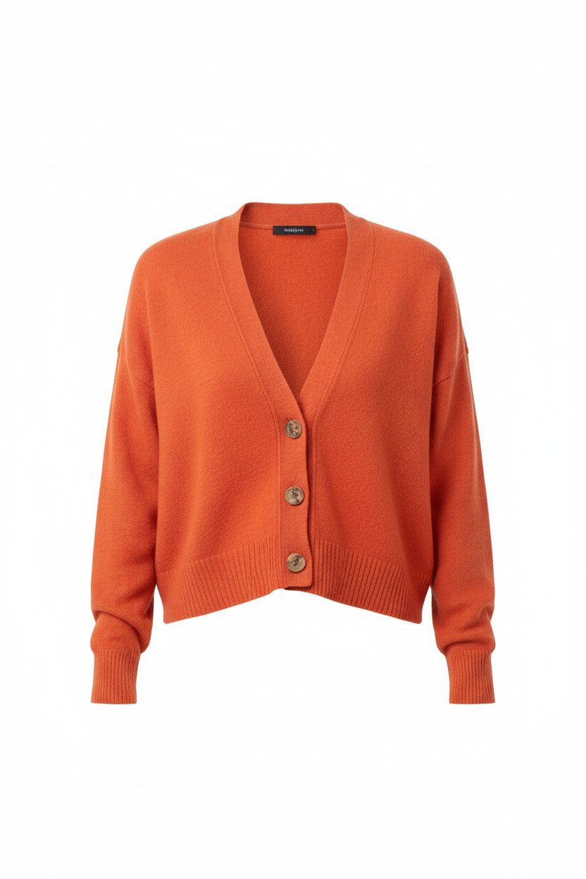 Zuckerwatte Strickjacke modische kurze Form, V-Ausschnitt, Merino Cashmere günstig online kaufen