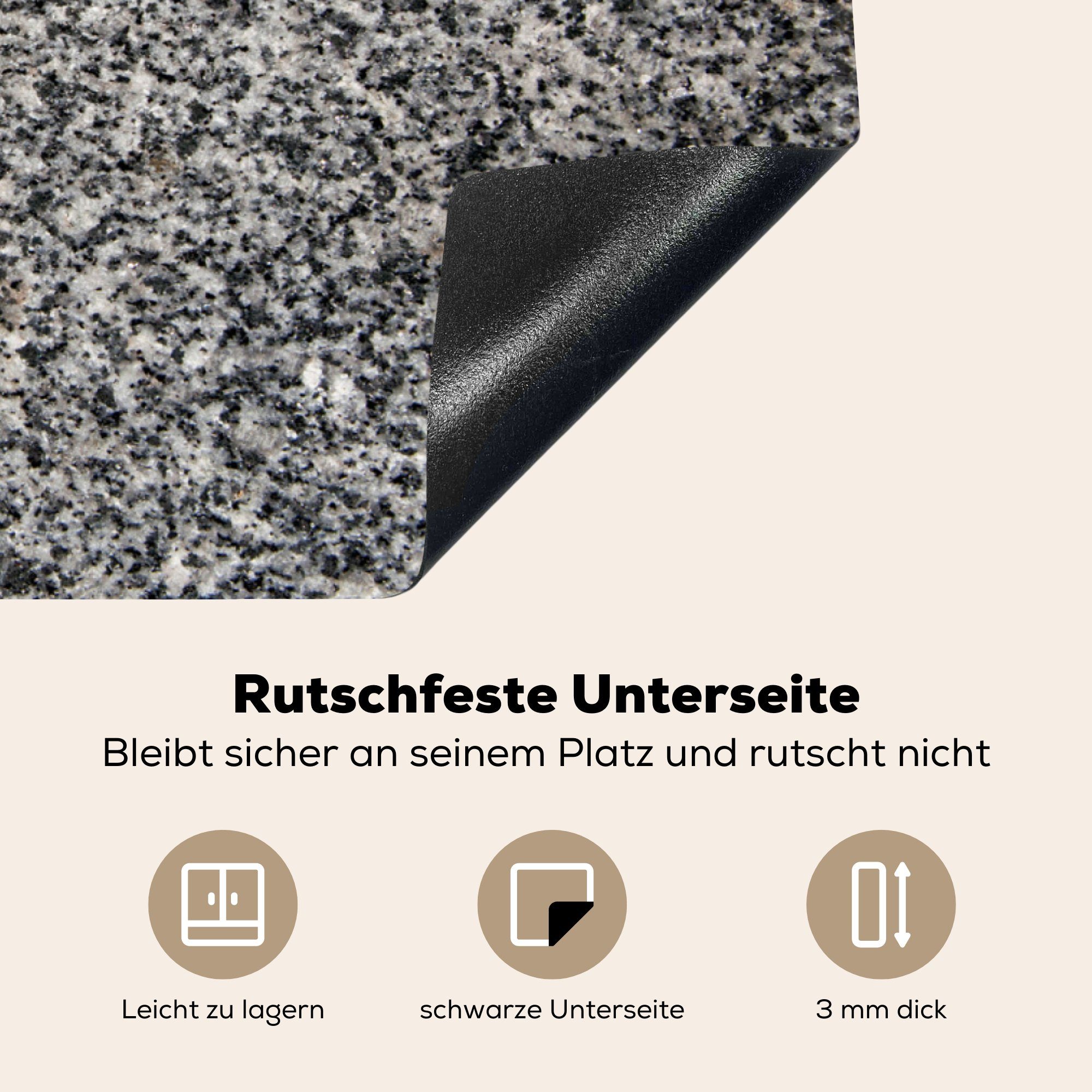 81x52 Grau, cm, Ceranfeldabdeckung Design Granit - küche, Herdblende-/Abdeckplatte die für Induktionskochfeld (1 - Industriell Vinyl, tlg), MuchoWow Schutz -