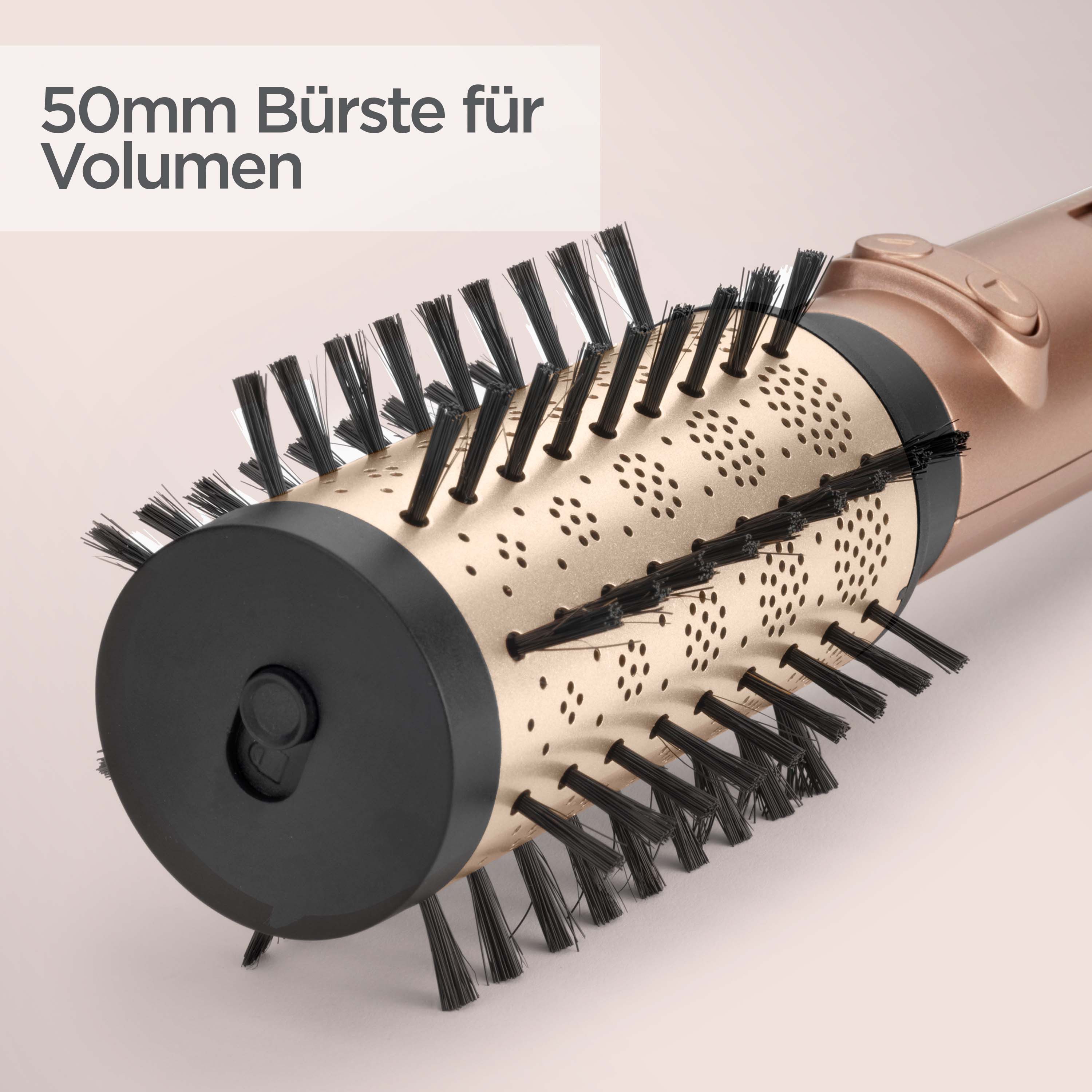 BaByliss Warmluftbürste BaByliss Big Hair Dual Warmluftbürste rotierend, AS952E, Rotierender Rundbürstenföhn mit Ionen, 2 Aufsätze für Volumen, 650 W goldfarben