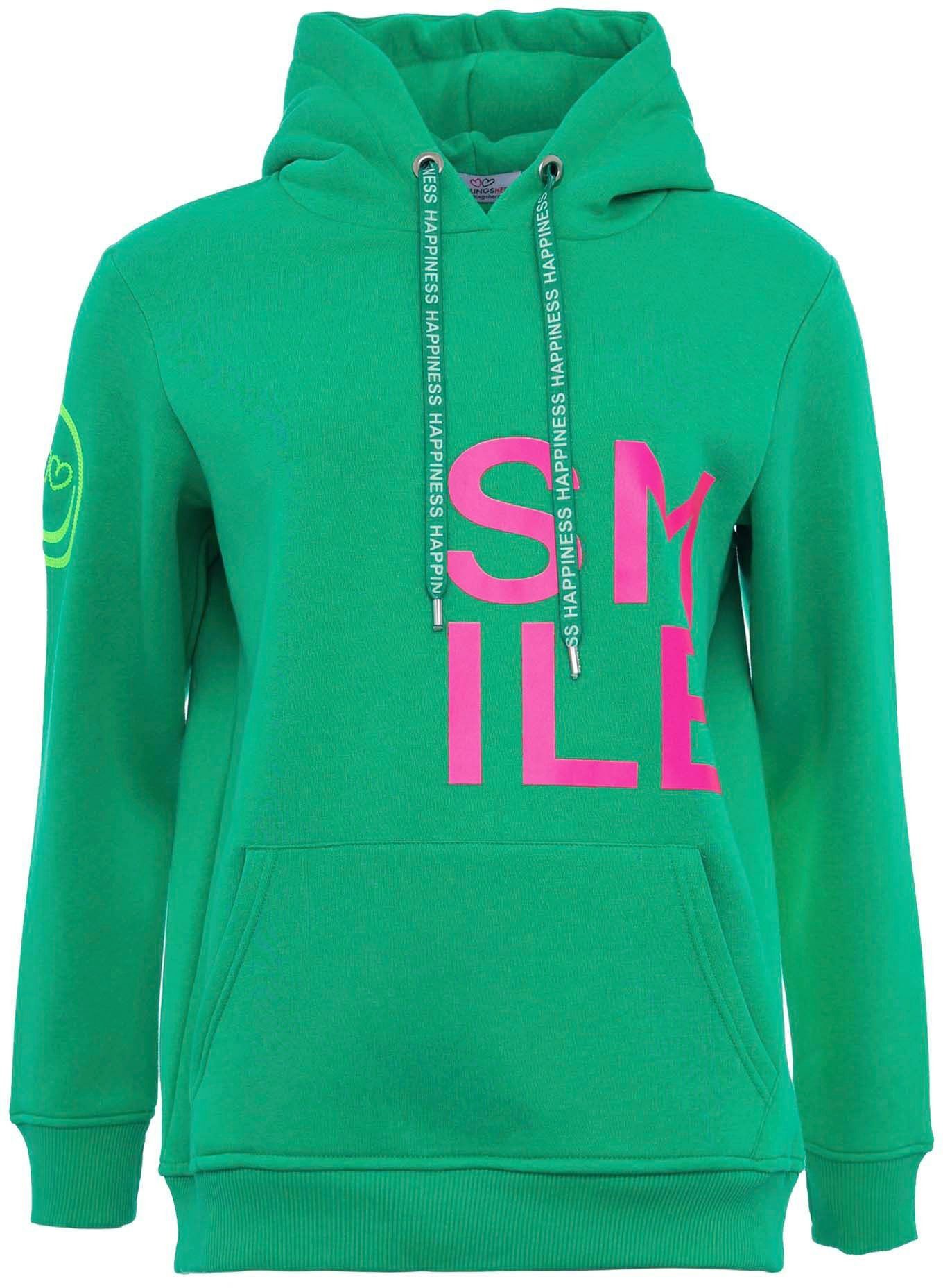 Zwillingsherz Hoodie "Alissa" Langarm, Kapuze, Neon-Details, Kordelzug, Fro günstig online kaufen