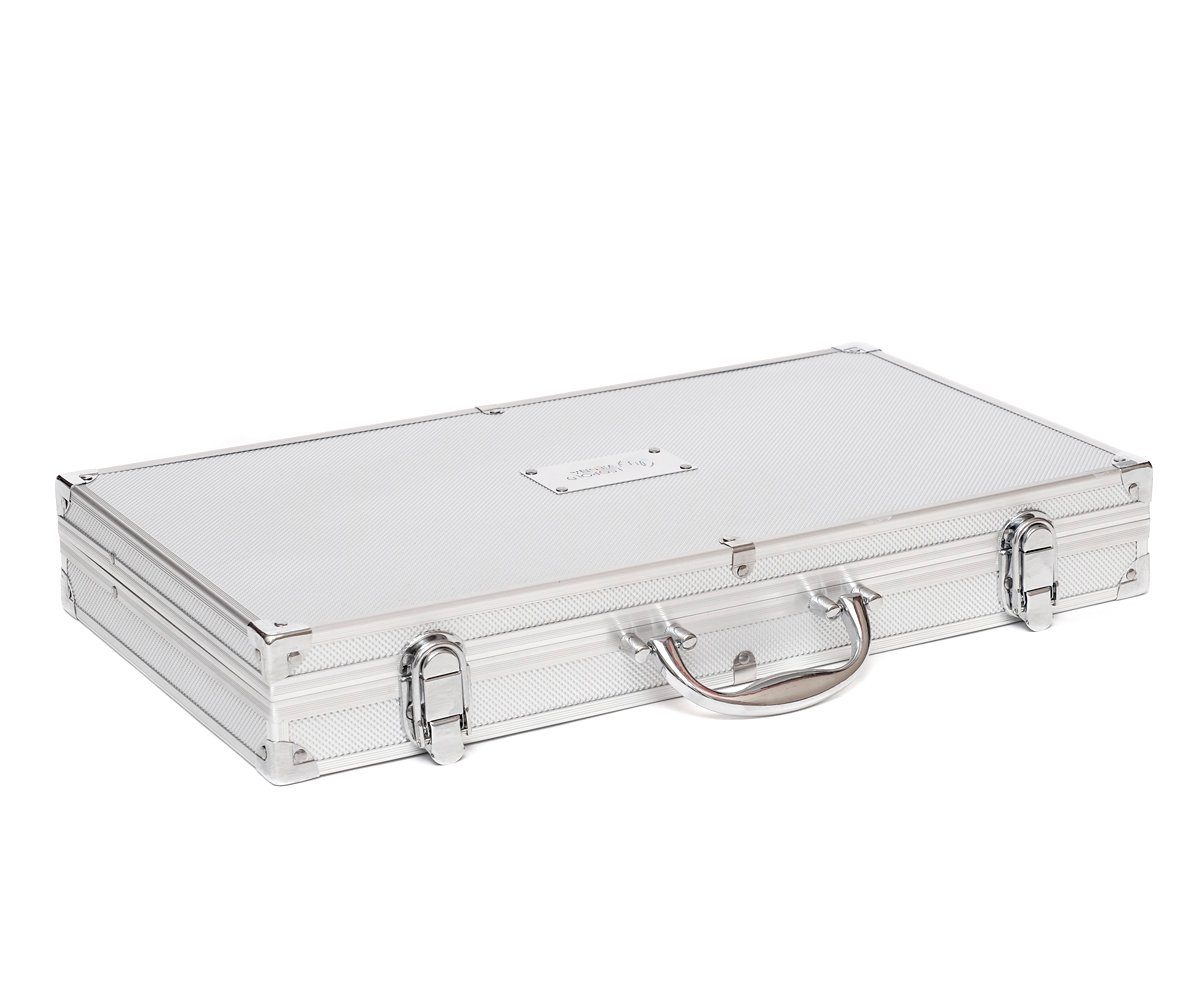 18-teilig Koffer Edelstahl Grillbesteck-Set mit Küchenhelfer Brillibrum Grill Koffer BBQ Set Silber Grillkoffer