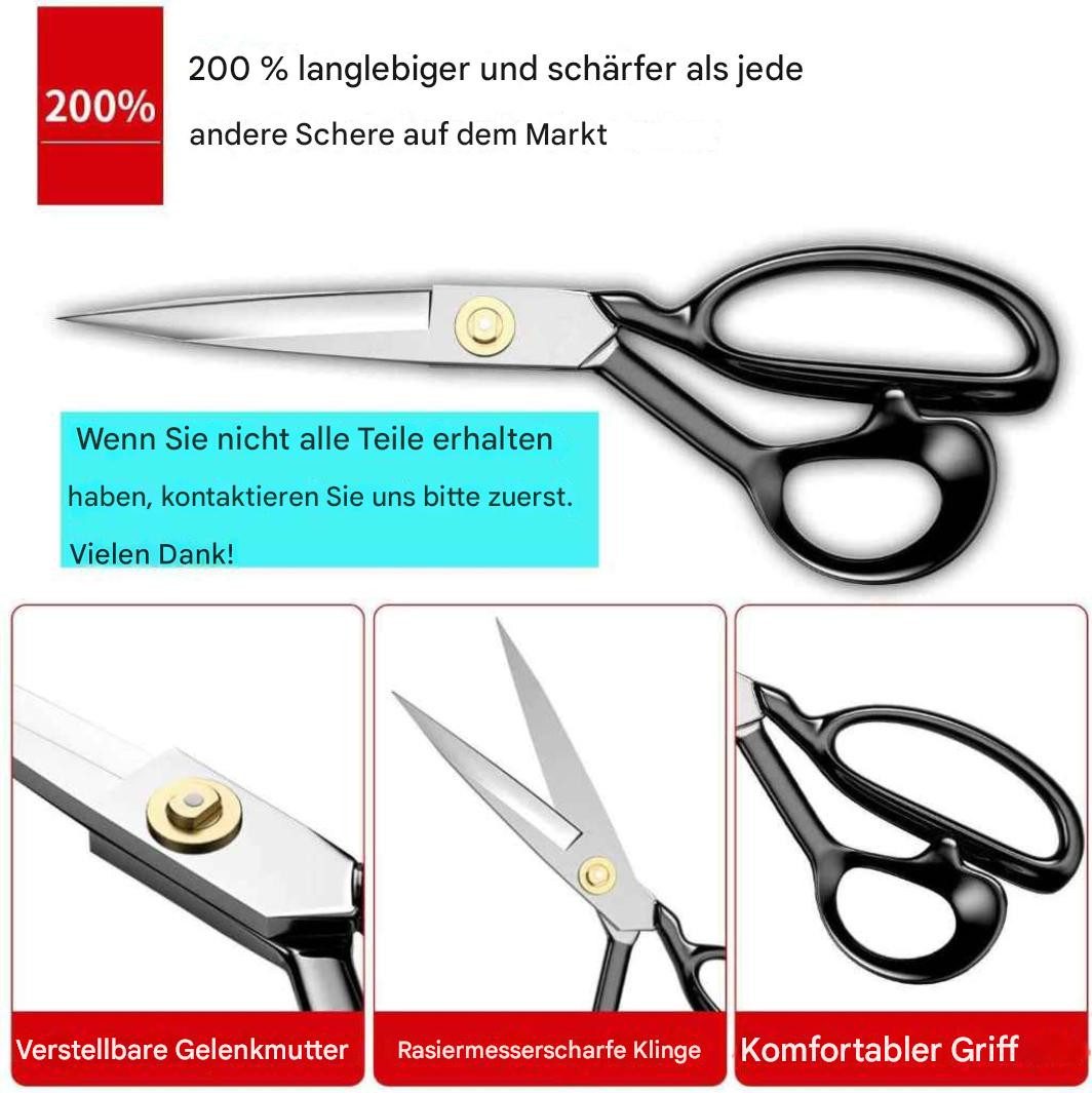 Montegoni Stoffscheren 8" 20.32 cm Schneiderschere profi Stoffschere, (Textilschere, scissors, nähzubehör, mit Fadenschneider und Schneidermaßband, Stilvolle Geschenkverpackung), Rostbeständig & langlebig, Ergonomische Soft-Grip