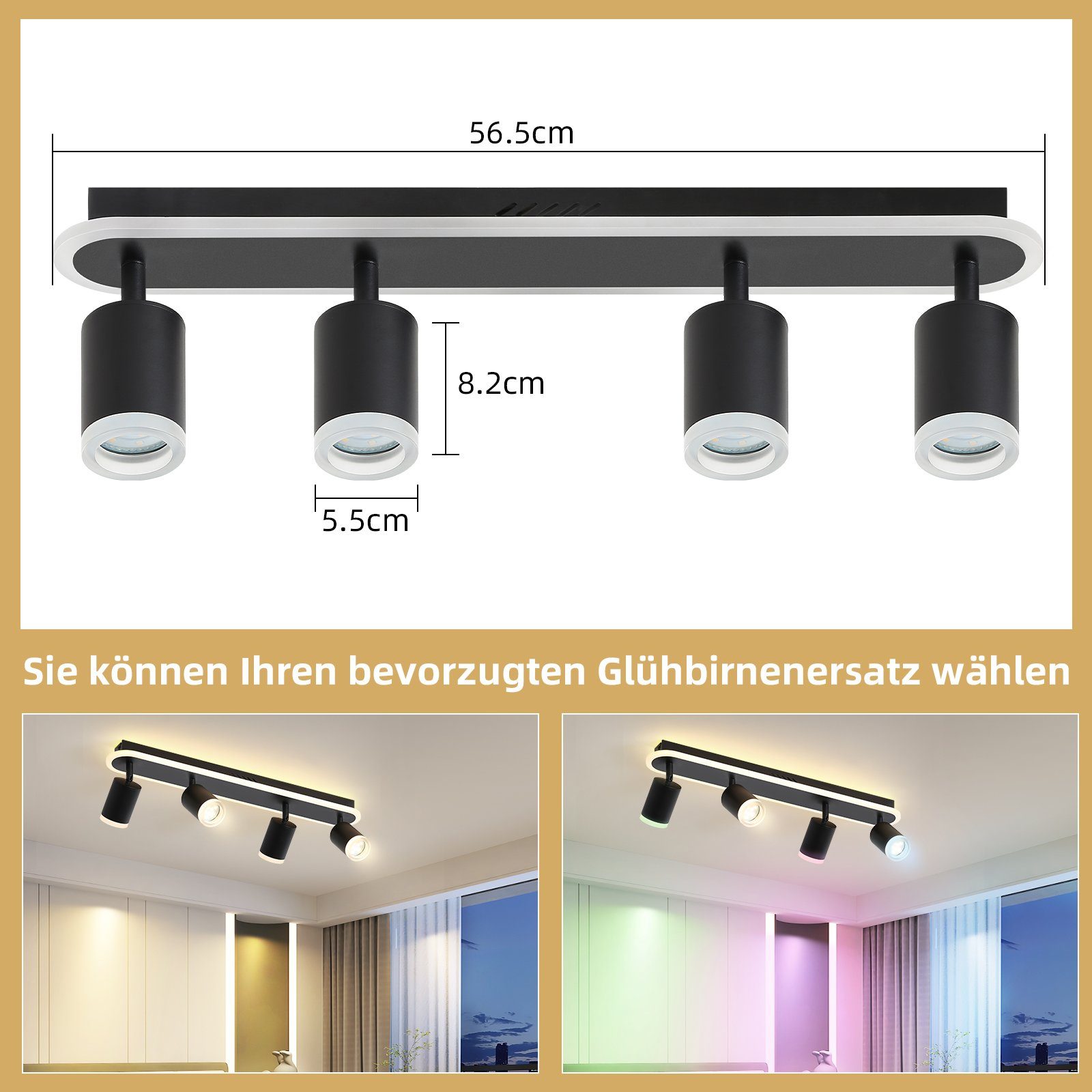 ZMH Deckenstrahler 4 Flammig - Deckenleuchte 18W GU10 Fassung Modern für Fl günstig online kaufen