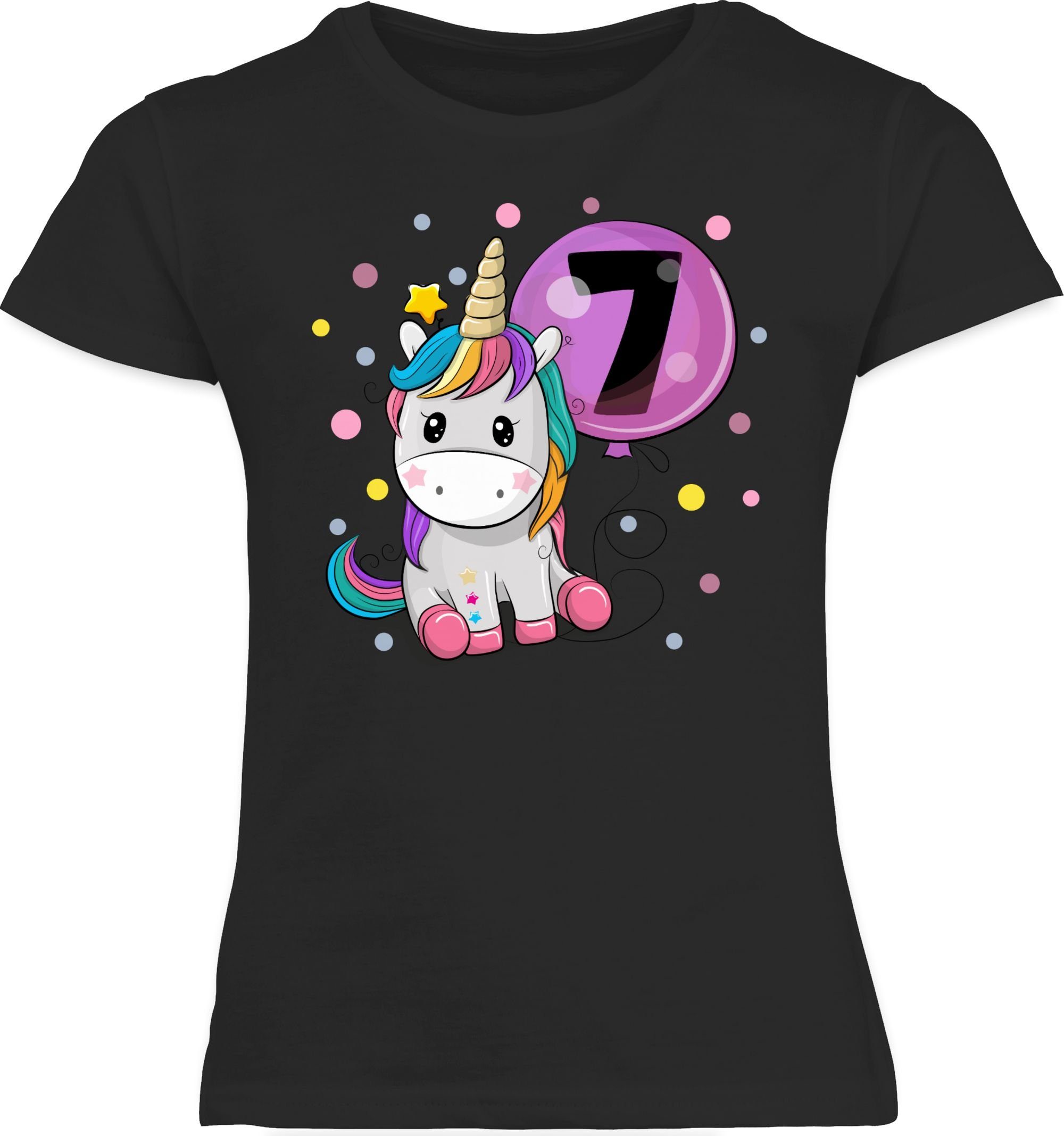 T-Shirt Einhorn 7 Geburtstag Mädchen Kindergeburtstag 7 Jahre