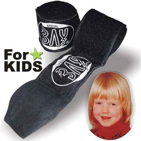 BAY-Sports Boxbandagen Kinder 1,5 m Box-Bandagen Handbandagen Kids schwarz