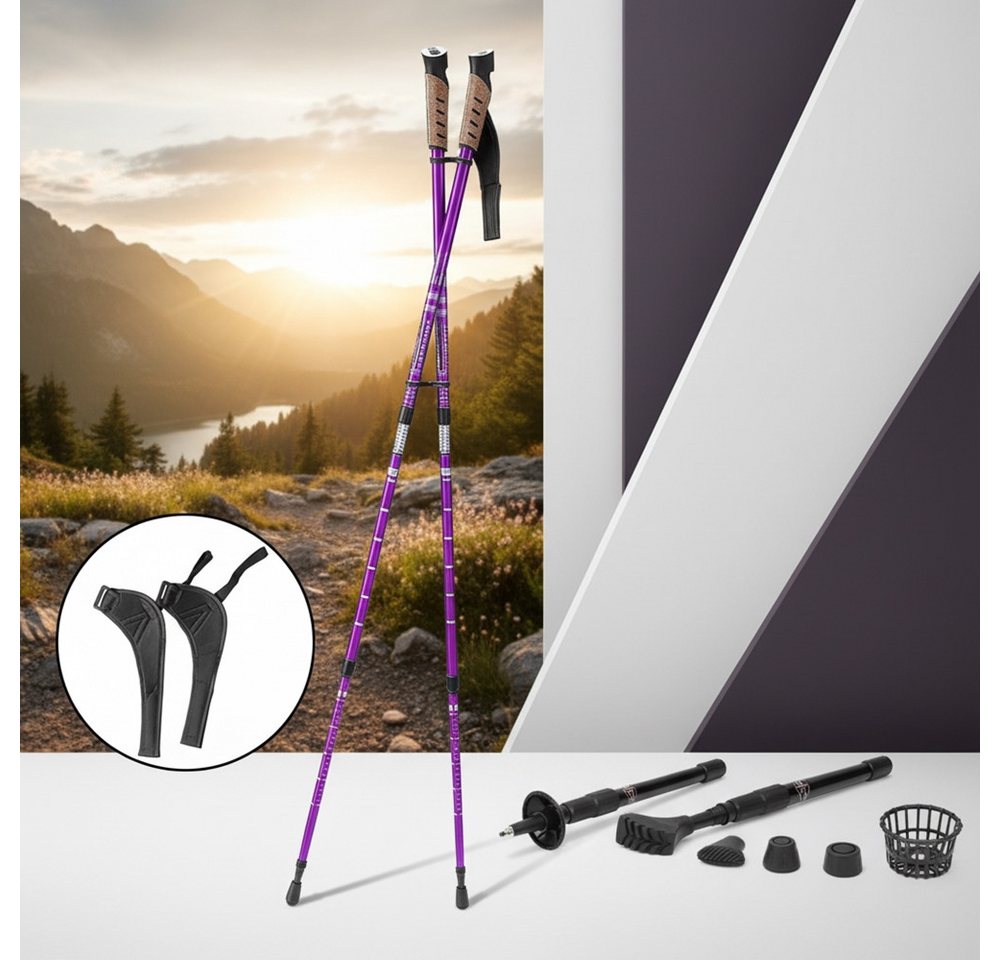 Melko Nordic-Walking-Stöcke Wanderstöcke Nordic Walking Teleskop Stöcke Antischock Aluminium (Stück, Premium Qualität), Teleskopstock
