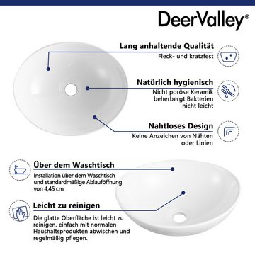 DeerValley Waschbecken Oval Keramik Aufsatzwaschbecken, Porzellan-Badezimmerwaschbecken, 40x33x14,5cm