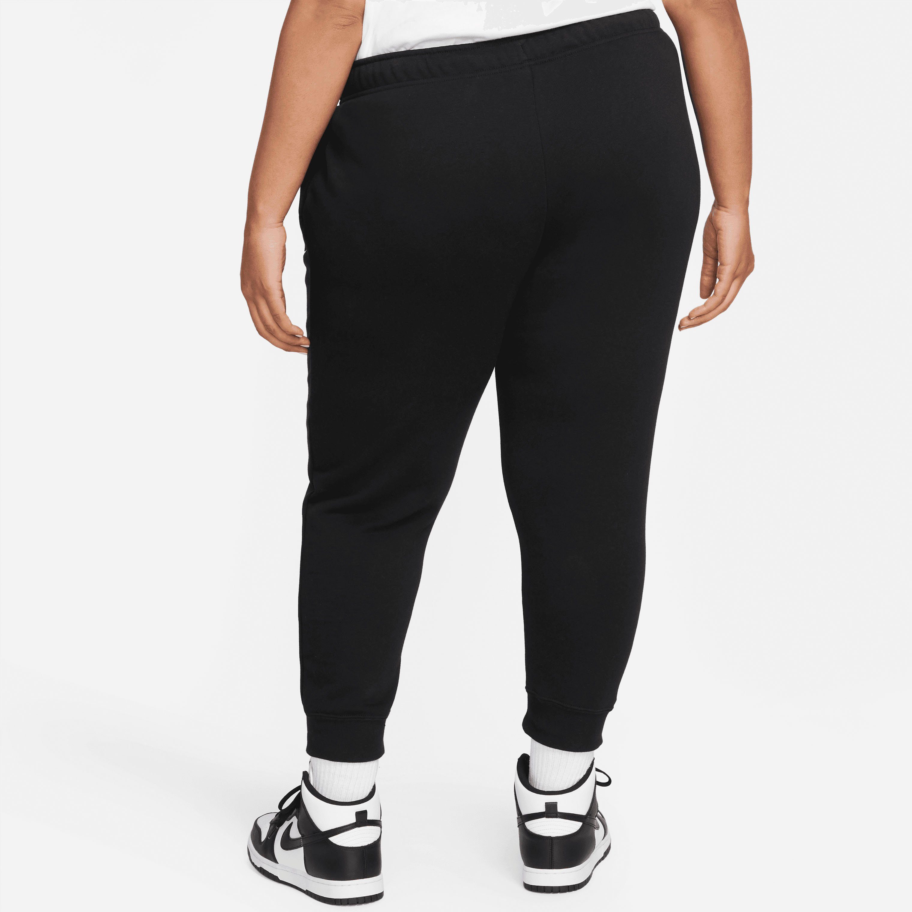 (Plus Sportswear Mid-Rise Women's Nike Fleece Jogginghose BLACK/WHITE Club Size) Joggers