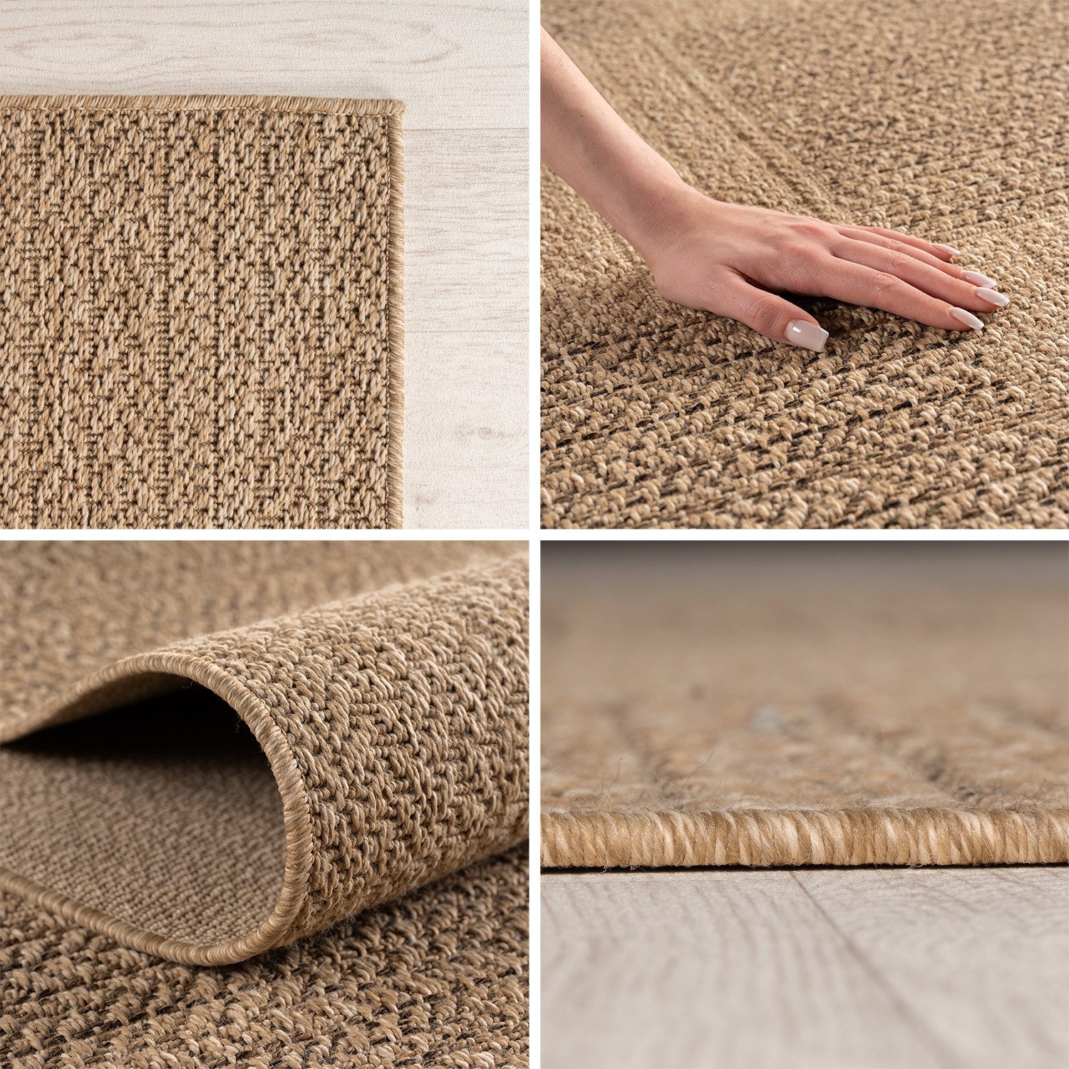 Teppium Teppich Natürlicher Jute-Optik Outdoor-Stil, Rechteckig, Höhe: 5 mm, Indoor Outdoor Teppich Wetterfest 3D Optik Wohnzimmer Küchen Terrasse – Bild 2 von 5