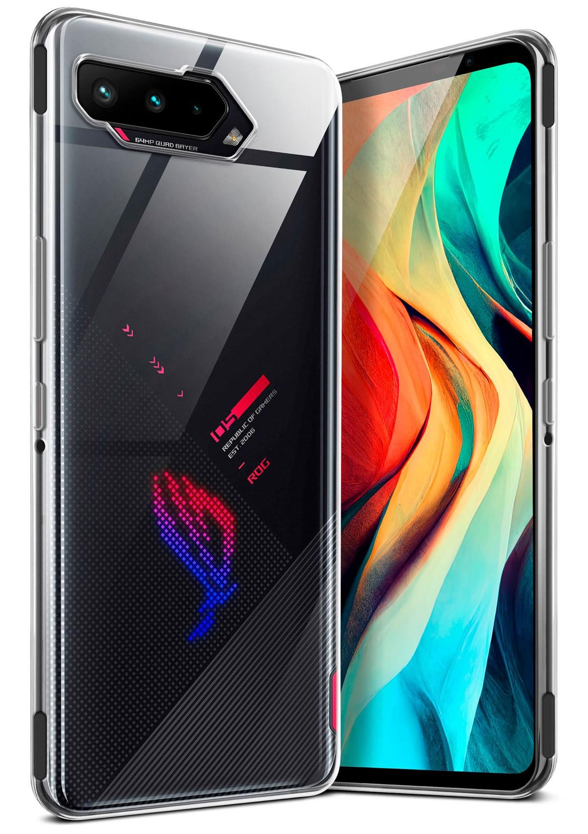 moex Handyhülle moex® Aero Case für Asus ROG Phone 5, Hülle Silikon durchsichtig, Clear Schutzhülle Transparent Silikonhülle