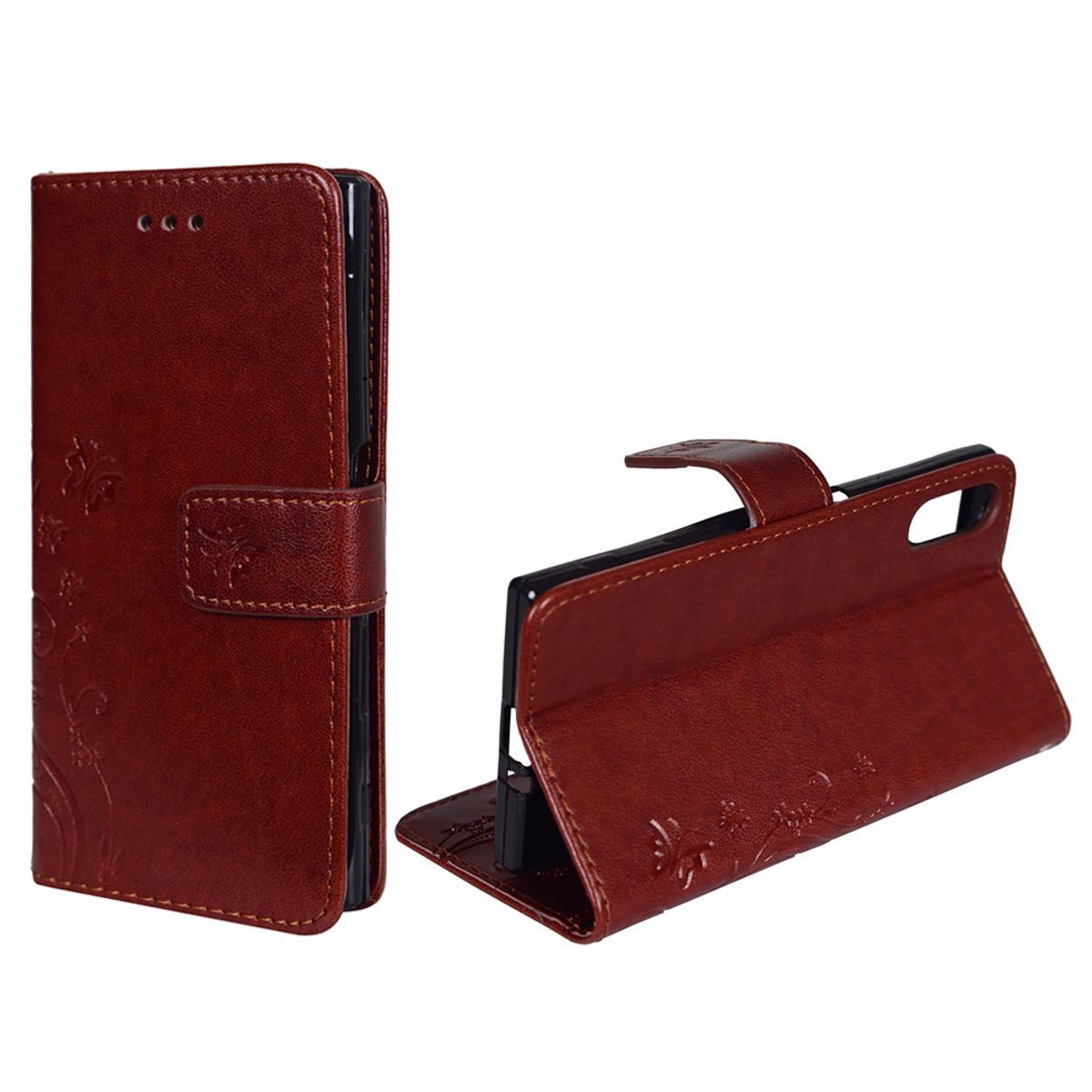 König Design Handyhülle Sony Xperia XZ, Sony Xperia XZ Handyhülle Bookcover Braun