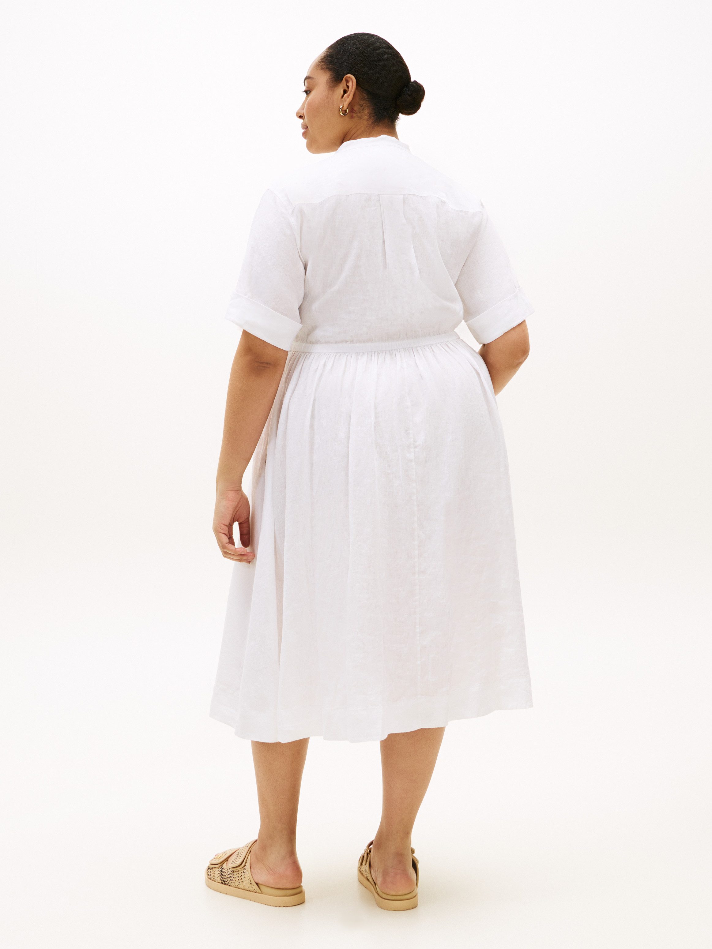 Tommy Hilfiger Curve Midikleid CRV LINEN MIDI SHIRT DRESS SS in großen Größen, Taille mit Bindeband