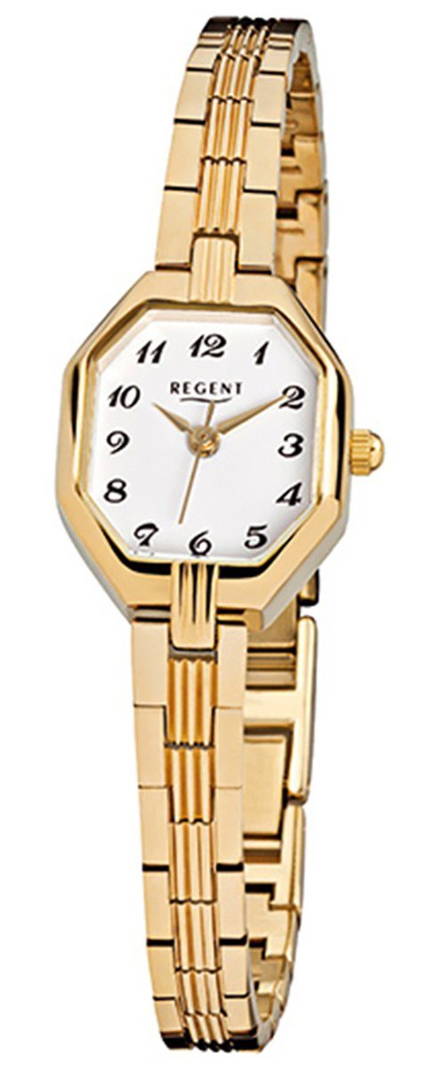 eckig, Edelstahl, Regent klein gold F-305, ionenplattiert 19x22mm), Analog Armbanduhr Quarzuhr Damen-Armbanduhr Regent (ca. Damen