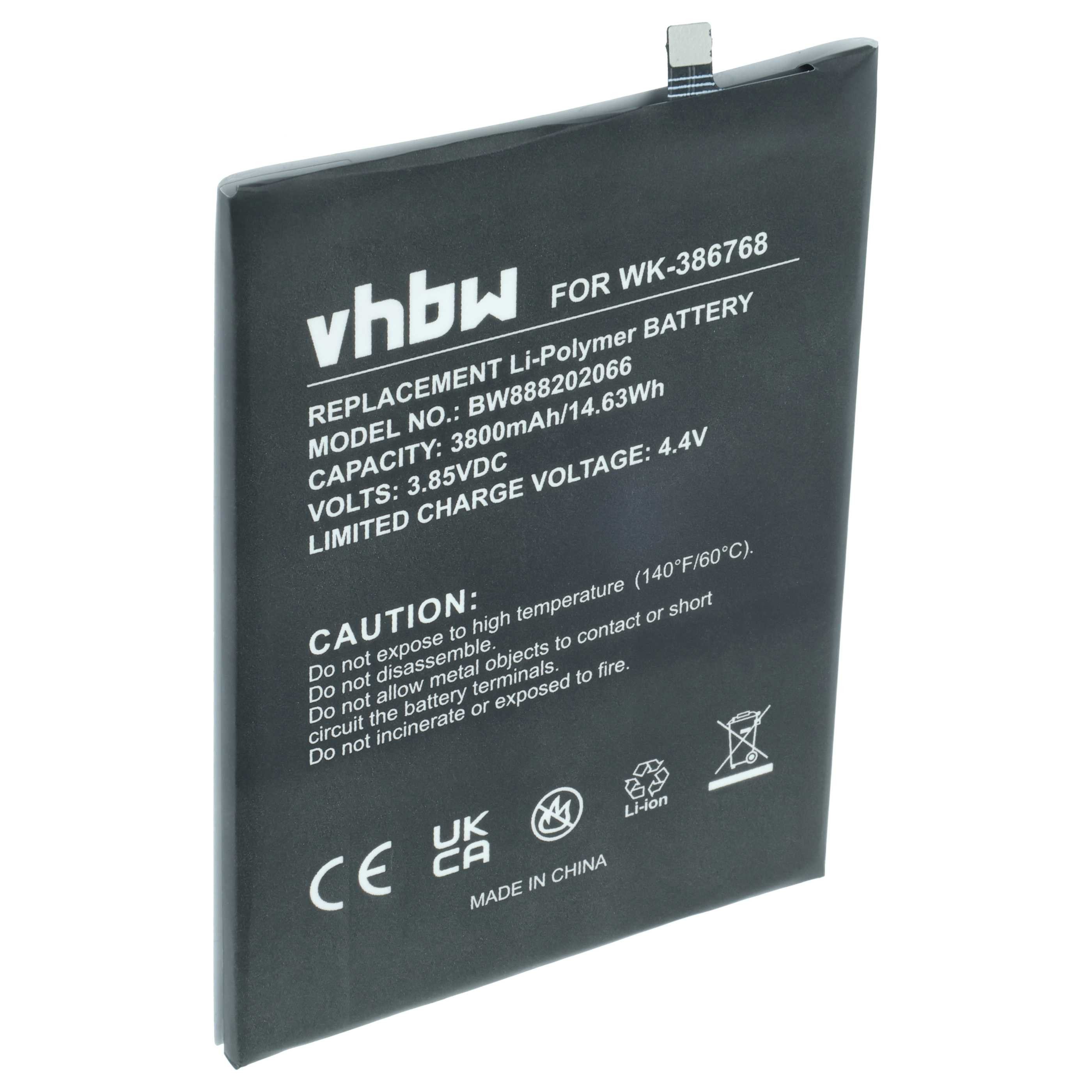 vhbw Akku passend für Wiko Y80, W-V720 Mobilfunk (3800 mAh, 3,85 V, Smartphone-Akku Akku Li-Polymer 3800 mAh (3,85 V, 1 St), Leistungsfähiger Austausch-Akku für Telefon, Smartphone