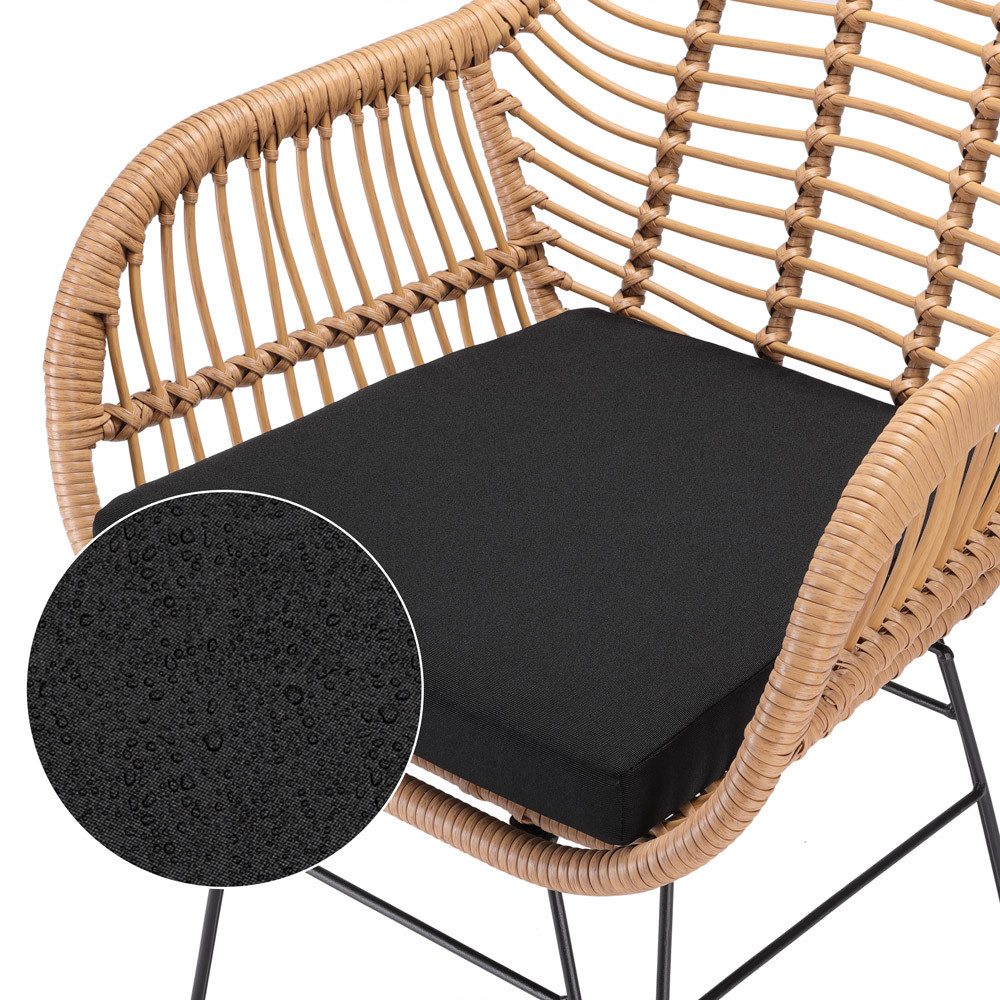 Casaria Balkonset Bali, (3-tlg), Rattan-Optik 5cm Auflagen Wetterfest Sicherheitsglas Höhenverstellbar
