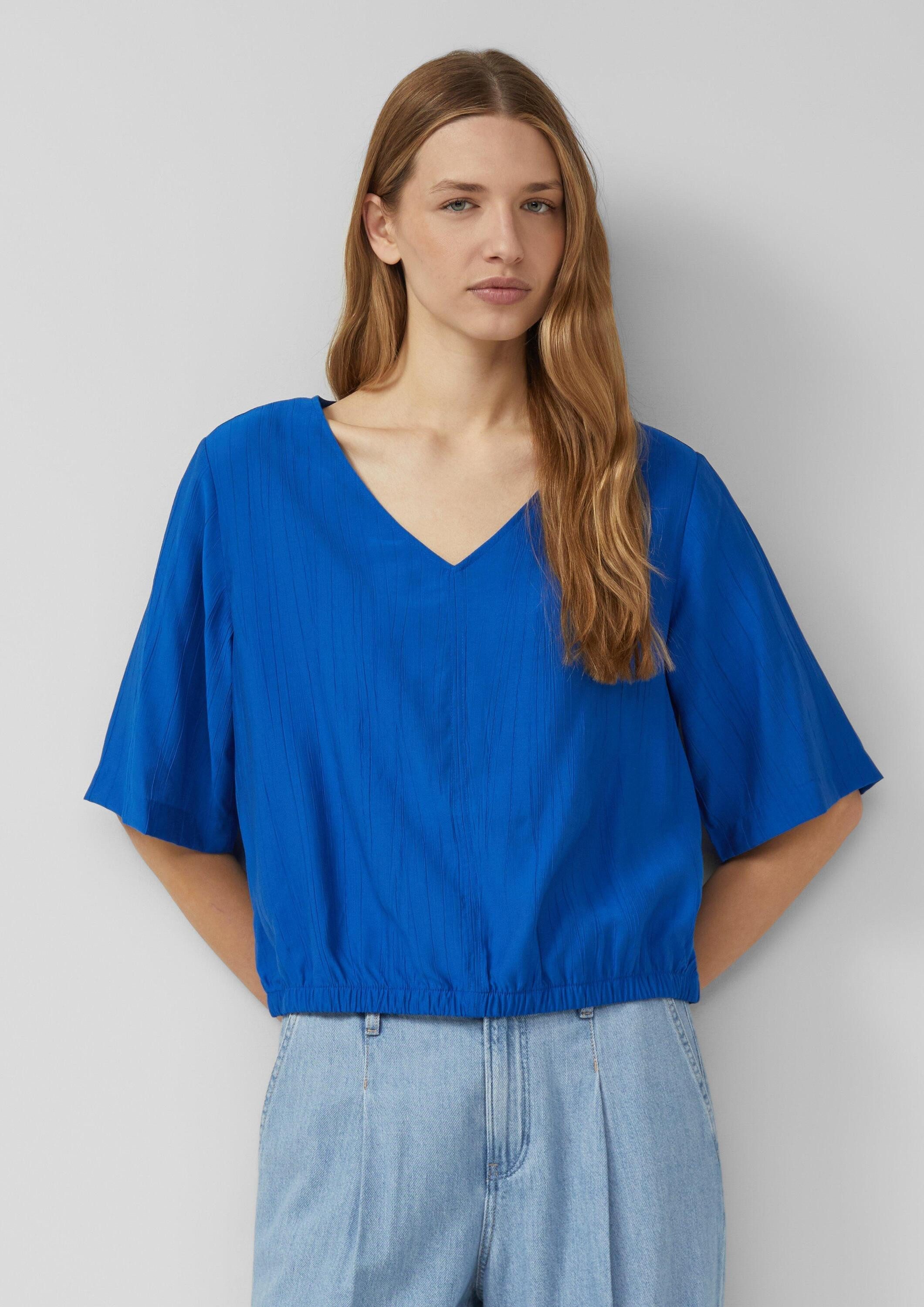 s.Oliver Kurzarmbluse Bluse Strukturierte Bluse im O-Shape