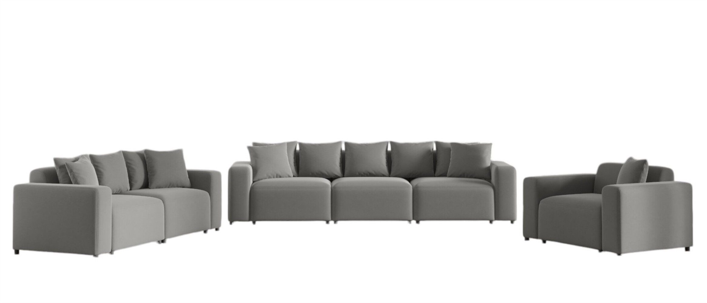 Fun Möbel Polstergarnitur Designersofa FUN AROA 3-2-1 Sofagarnitur in Velourstoff Salvador, (Rücken echt bezogen)