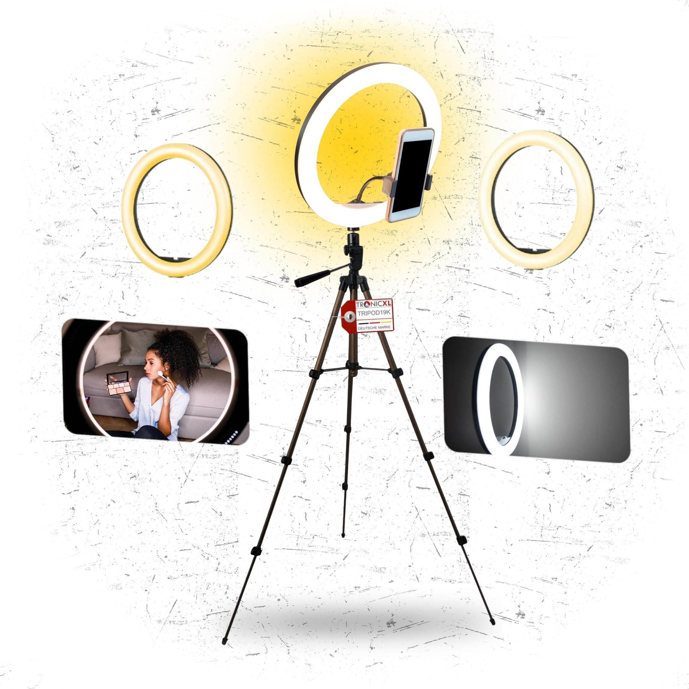 Ringlicht 1,05m Kamerastativ für Smartphone iPhone Stativ Tripod mit Ringlicht
