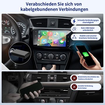 Hikity CarPlay Wireless Adapter, 2024 Neuester drahtloser CarPlay Adapter Adapter für alle OEM-Fahrzeuge mit verkabeltem CarPlay zu 5,8 GHz WiFi Plug & Play, Online-Updates